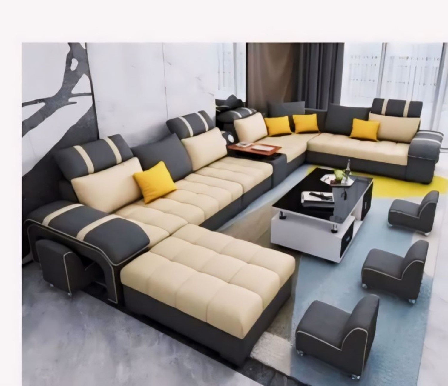 Image of Torque Galster U Shape Fabric 9 Seater Sofa