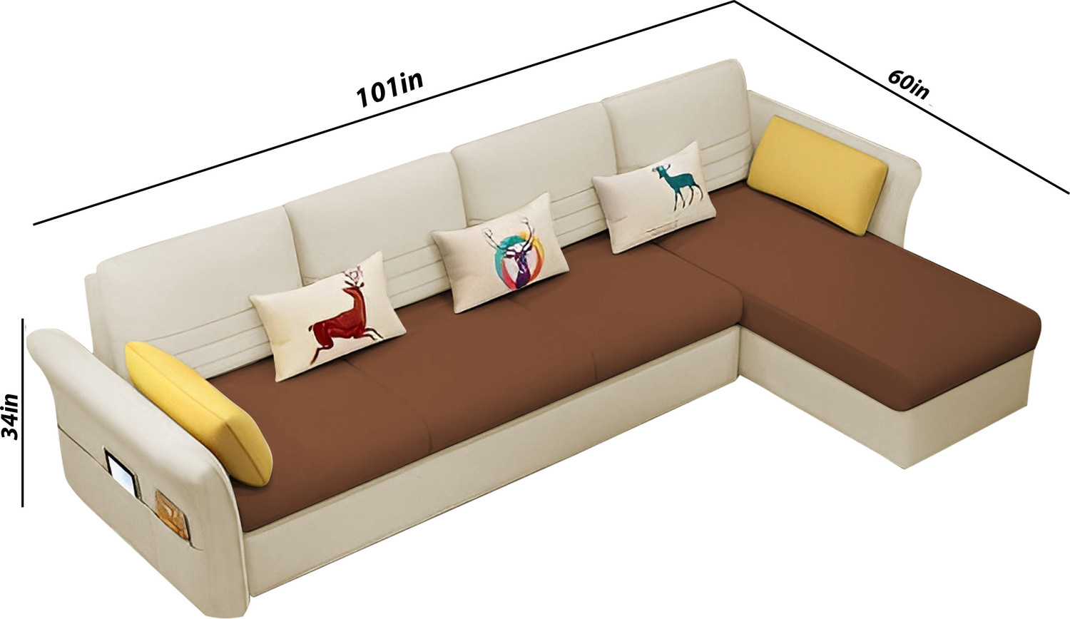 Image of Casaliving Asser Fabric 6 Seater Sofa