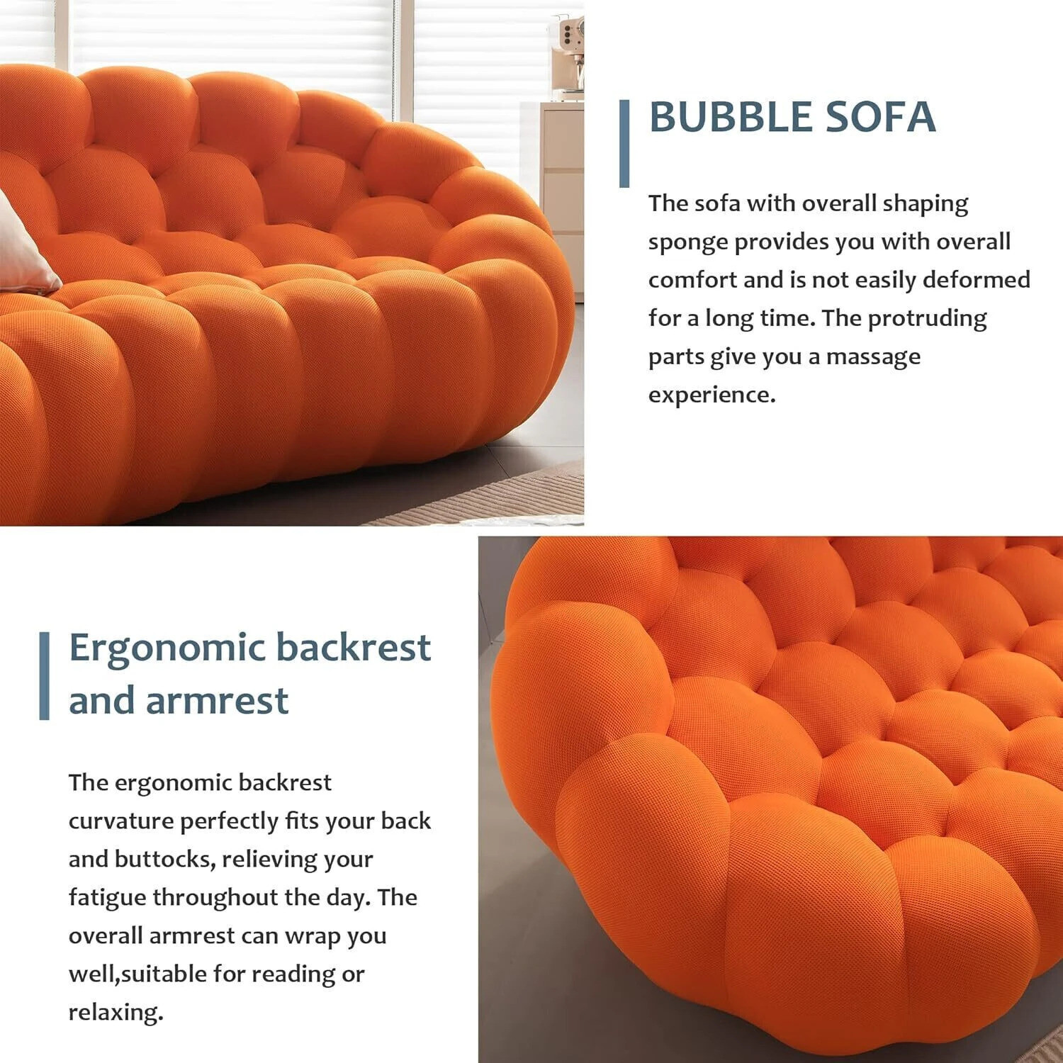 Image of India wood mart WOODEN BUBBLE SOFA 63 INCHES FO0R LIVING ROOM ,Modern Bubble Floor Couch Fabric Fabric 2 Seater Sofa