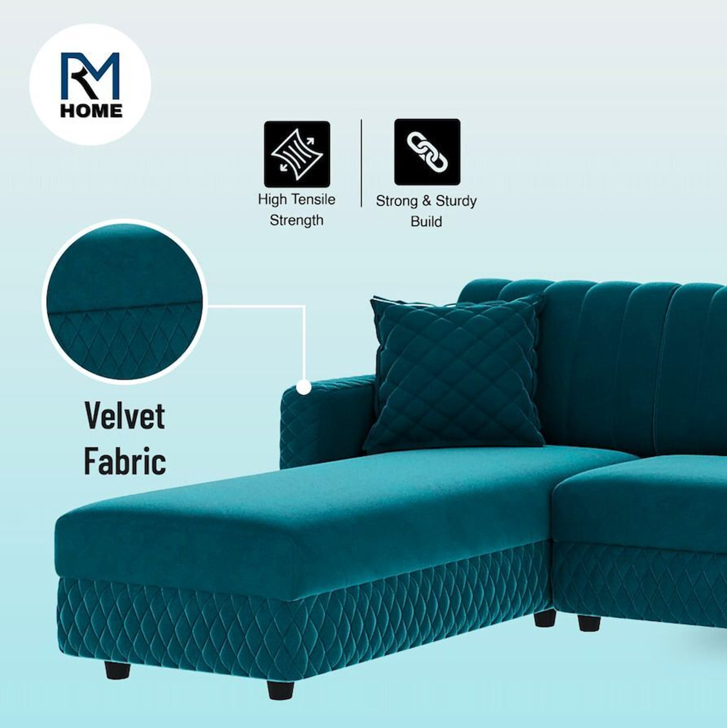 Image of RM HOME Oliver RHS Fabric 5 Seater Sofa