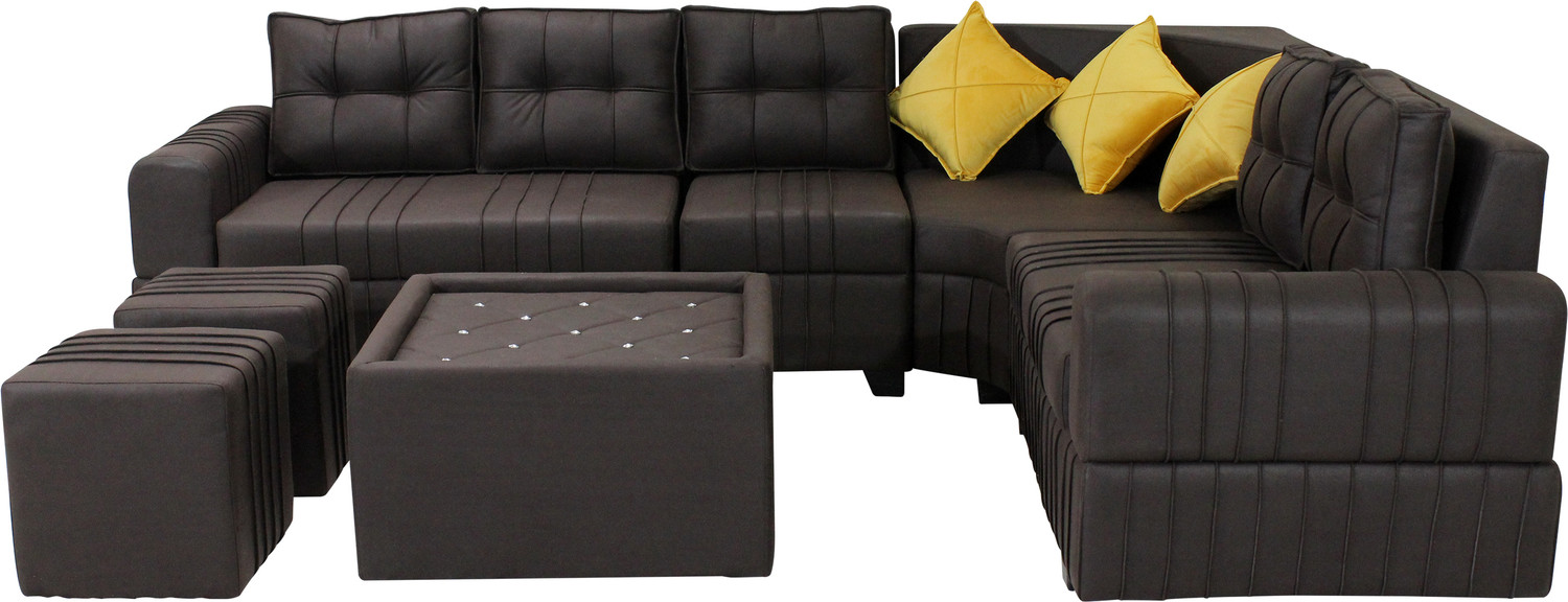 Image of TrendyLivings Alina L Shaped Fabric 8 Seater Sofa