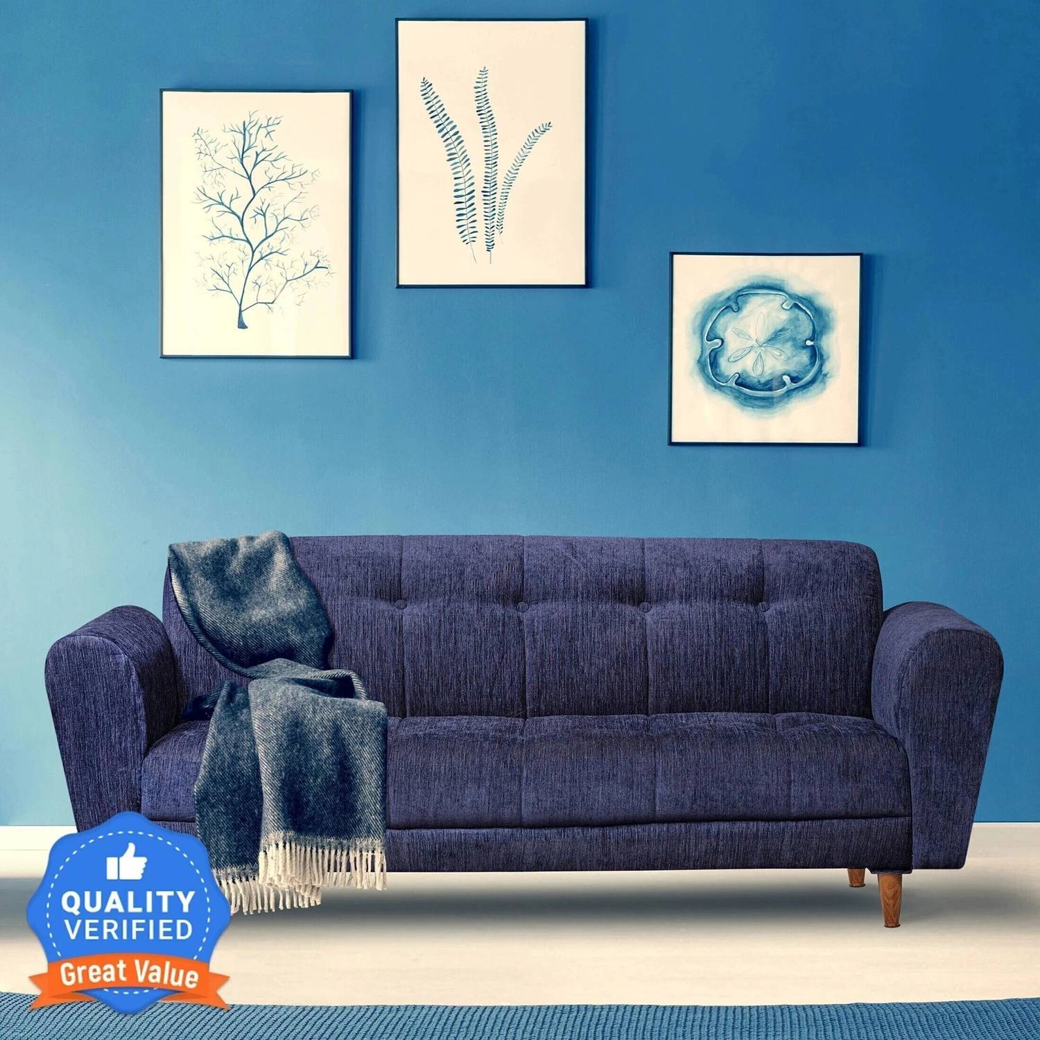 Seventh Heaven Milan, Extra Spacious, Chenille Molfino Fabric Fabric 3 Seater Sofa