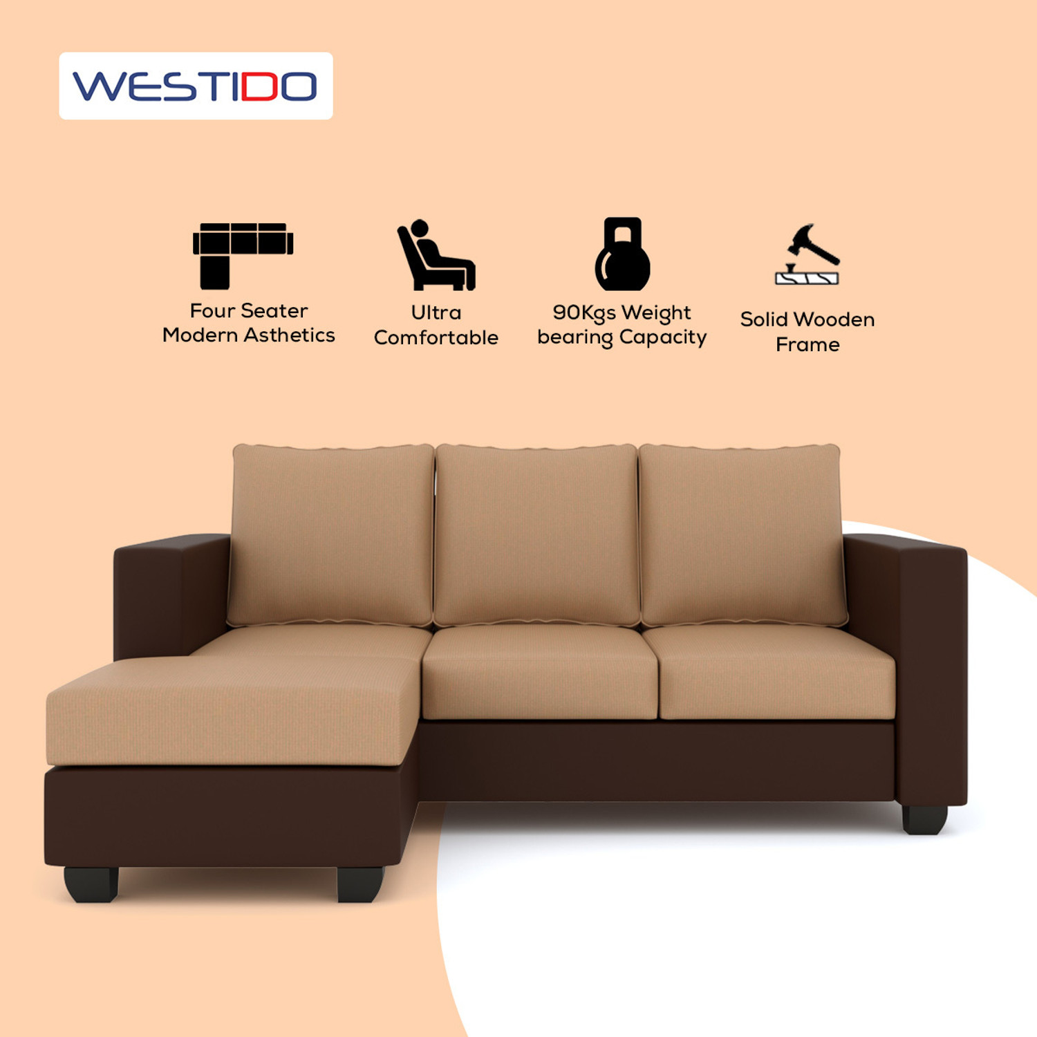 Image of WESTIDO Leatherette 4 Seater Sofa