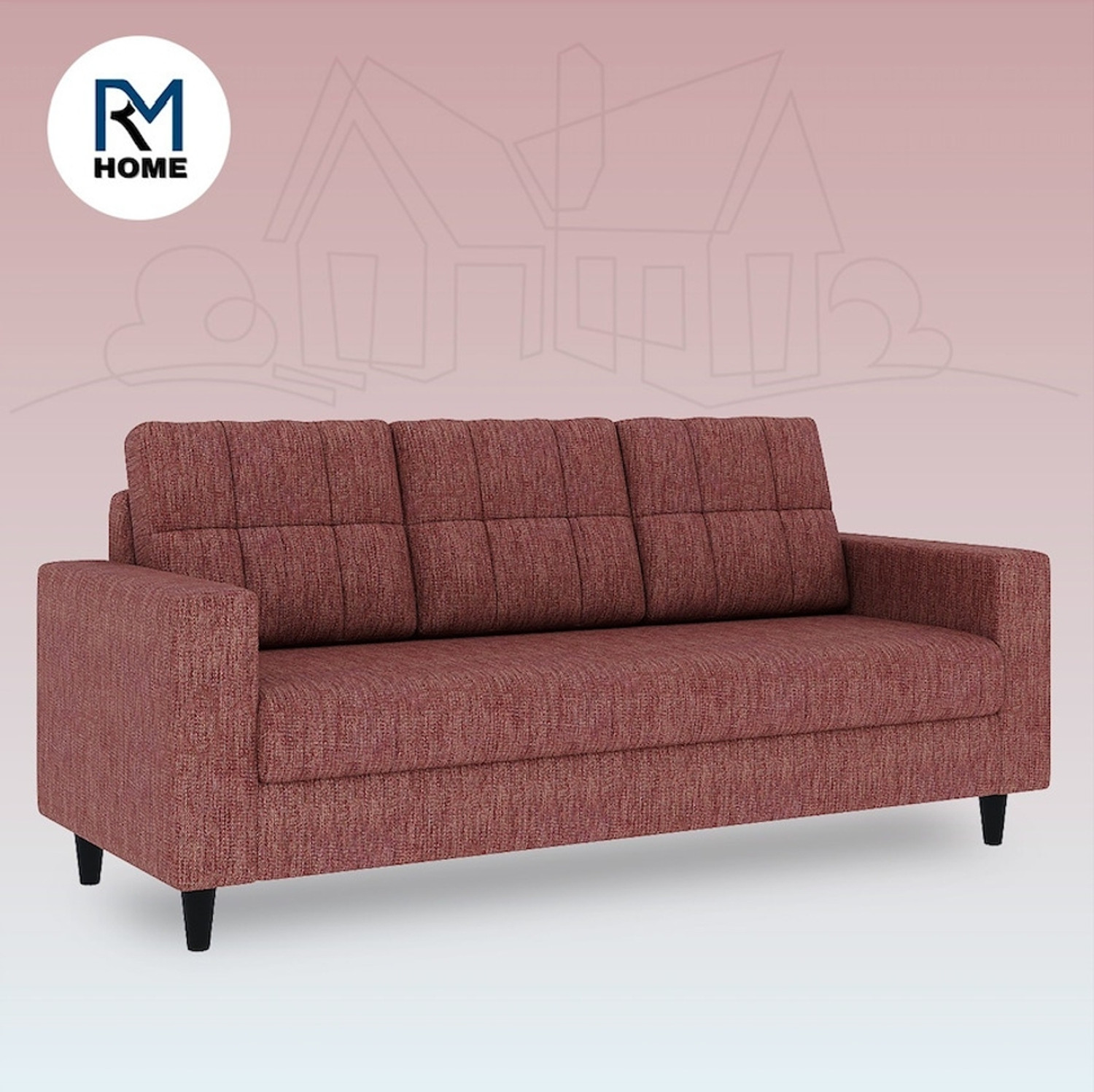 Image of RM HOME Gaura Molfino fabric for living room Fabric 3 Seater Sofa