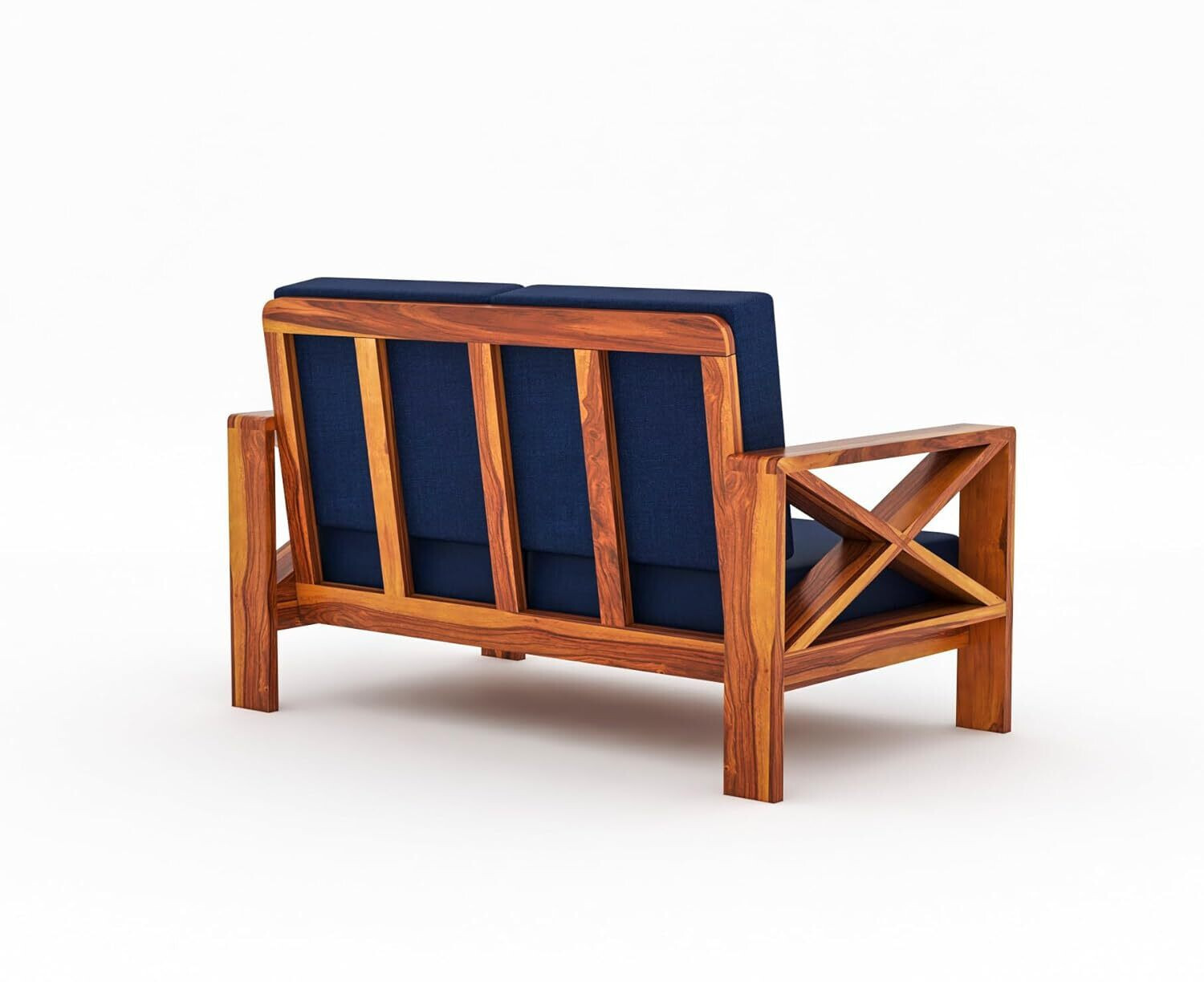 Image of saamenia furnitures Solid Sheesham Wood 2 Seater Sofa {40 Density Foam And Without Pillow} Fabric 2 Seater Sofa