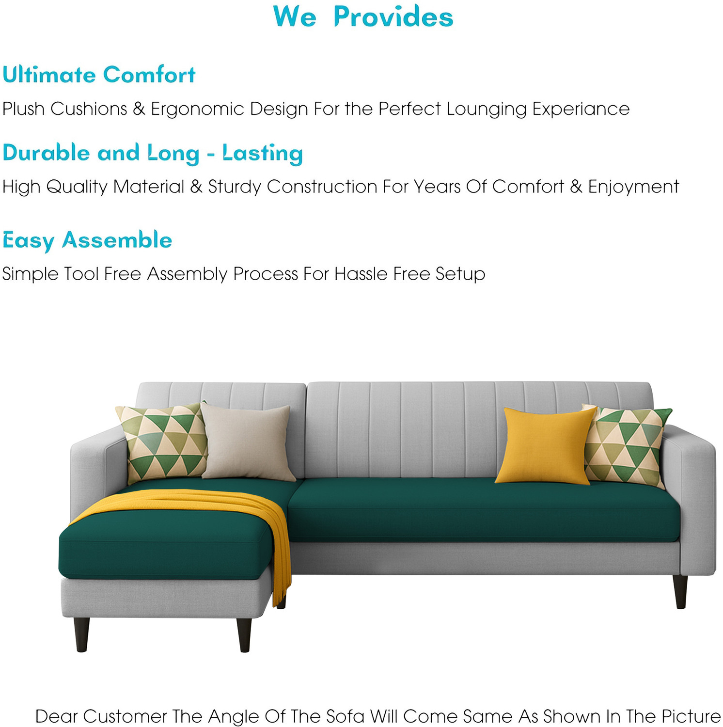 Image of Casaliving Moris LHS Fabric 8 Seater Sofa