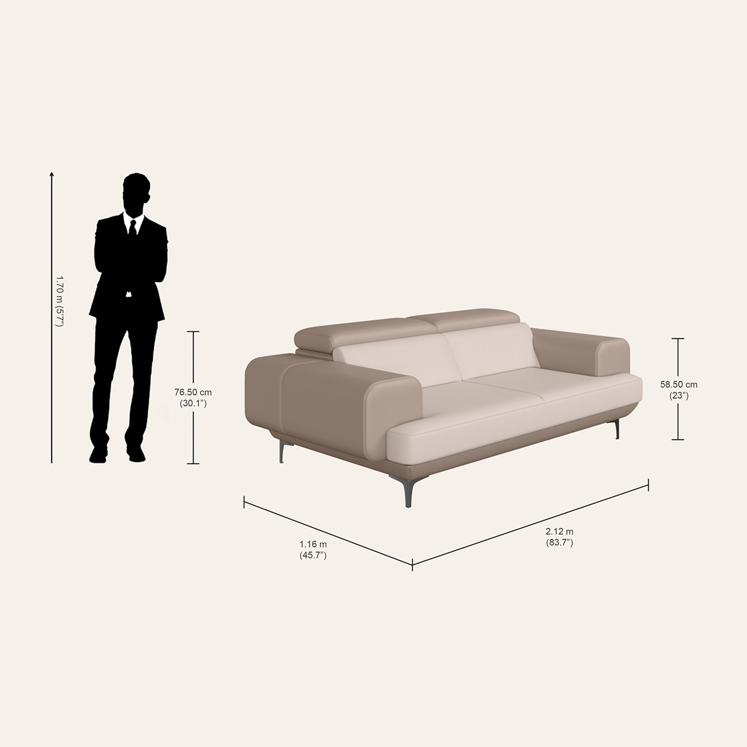 Image of Interio by Godrej Pebby Leatherette 2 Seater Sofa