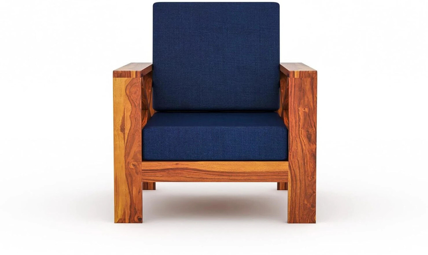 Image of saamenia furnitures Solid Sheesham Wood 1 Seater Sofa {40 Density Foam And Without Pillow} Fabric 1 Seater Sofa