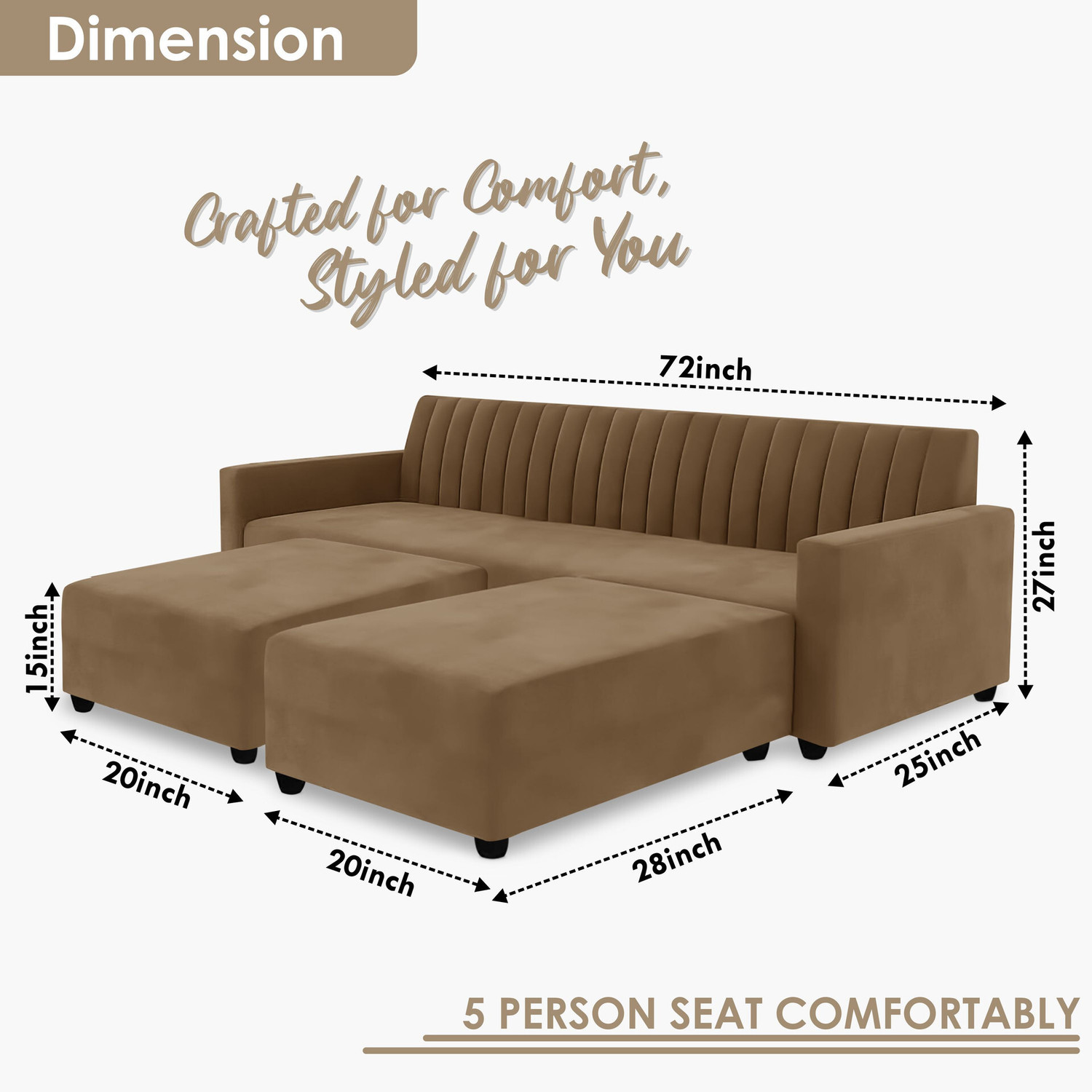 Image of Dr Smith with Two Lounger Fabric 5 Seater Sofa