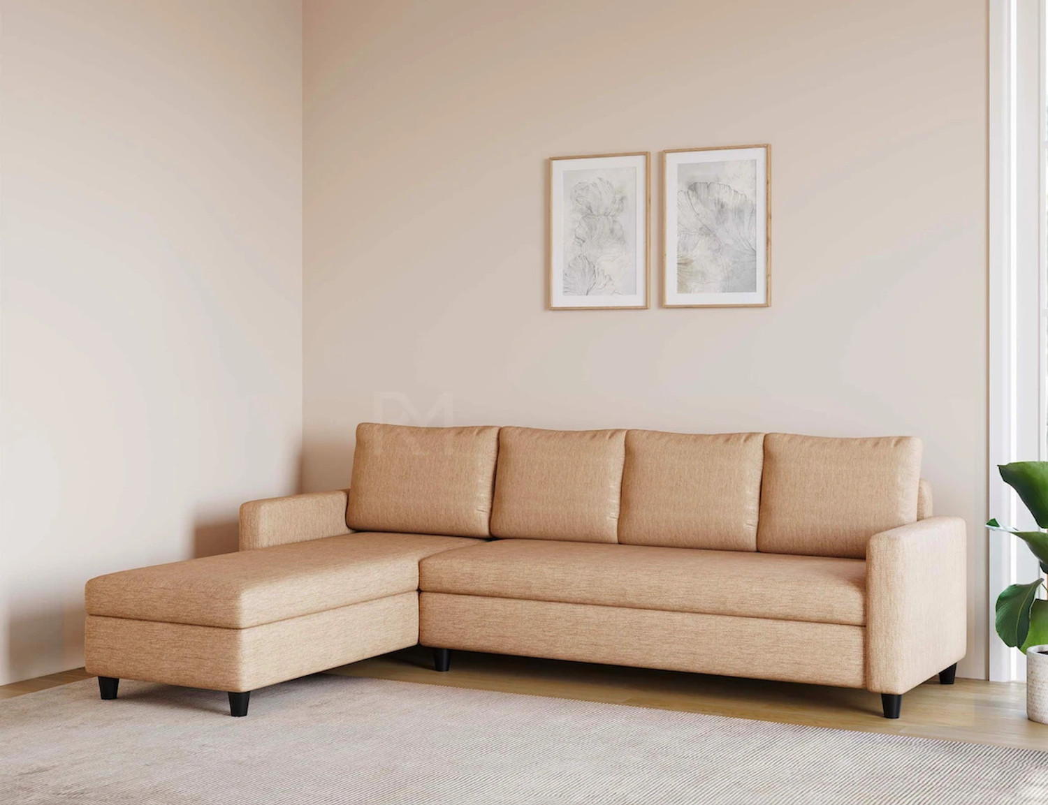 Image of RM HOME Megun RHS Molfino Seat & Pillow washable Fabric 6 Seater Sofa