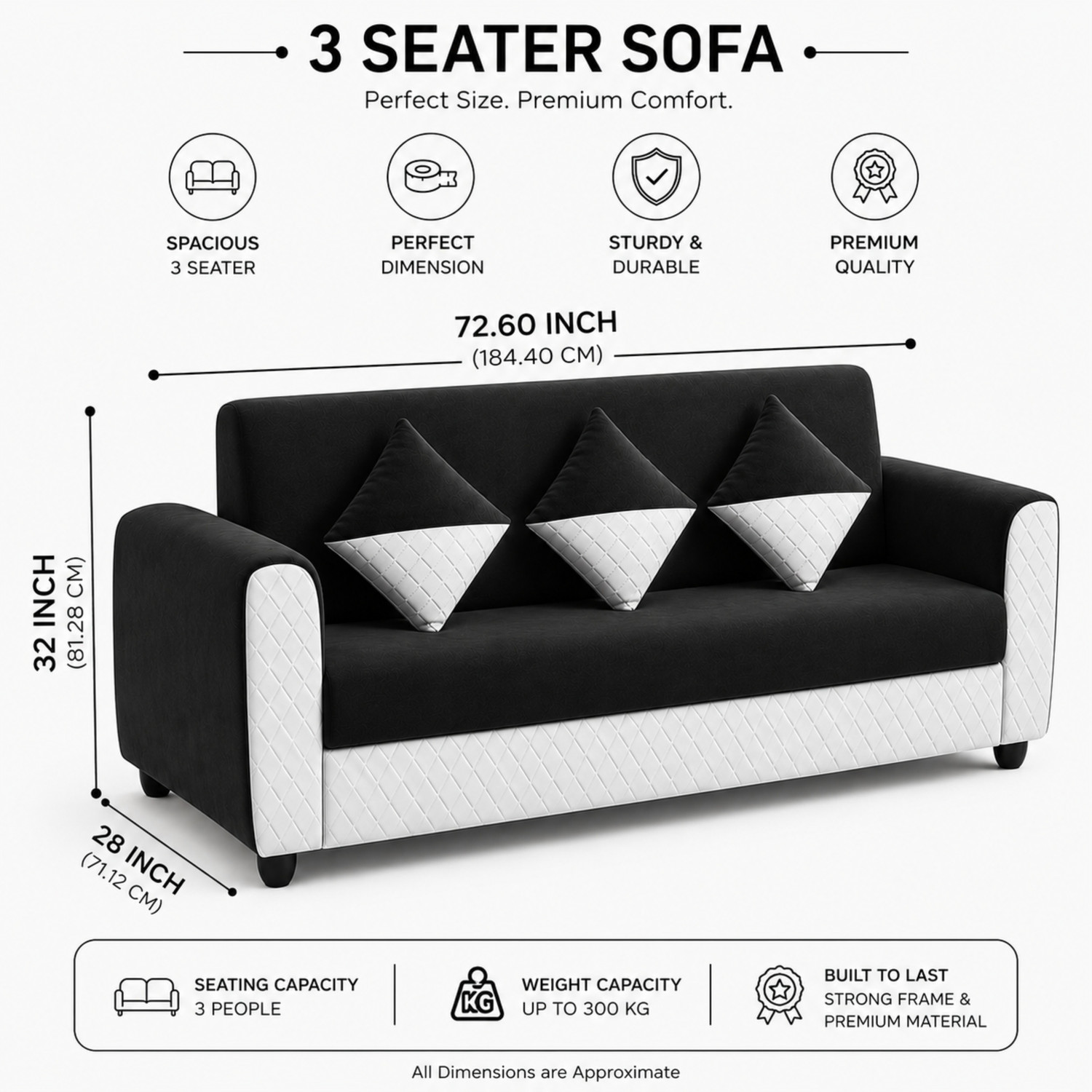 Image of WAKESURE Premium Quality Velvet Fabric 3 + 1 Sofa Set