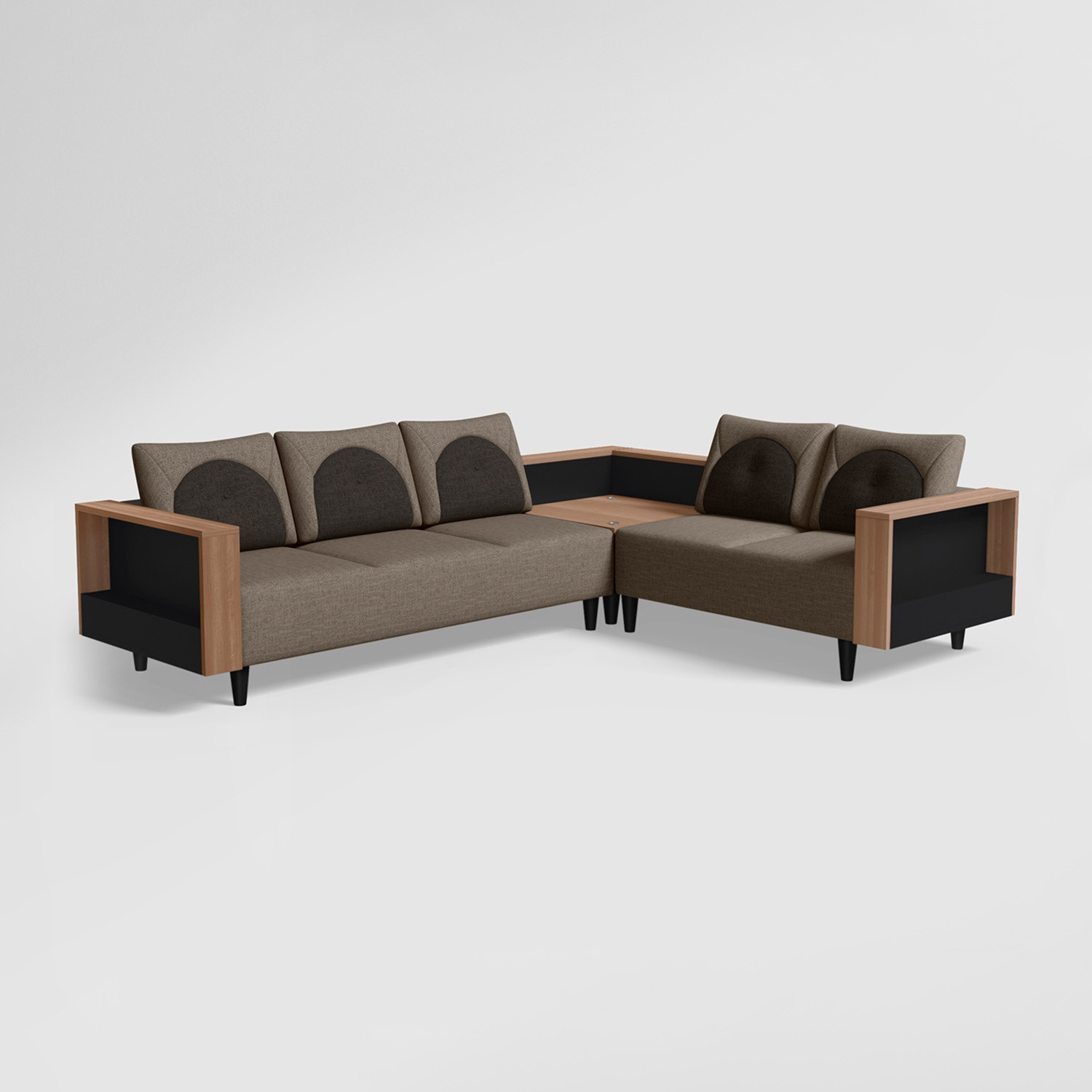 Image of Interio by Godrej Pangram L-Shape Fabric 5 Seater Sofa