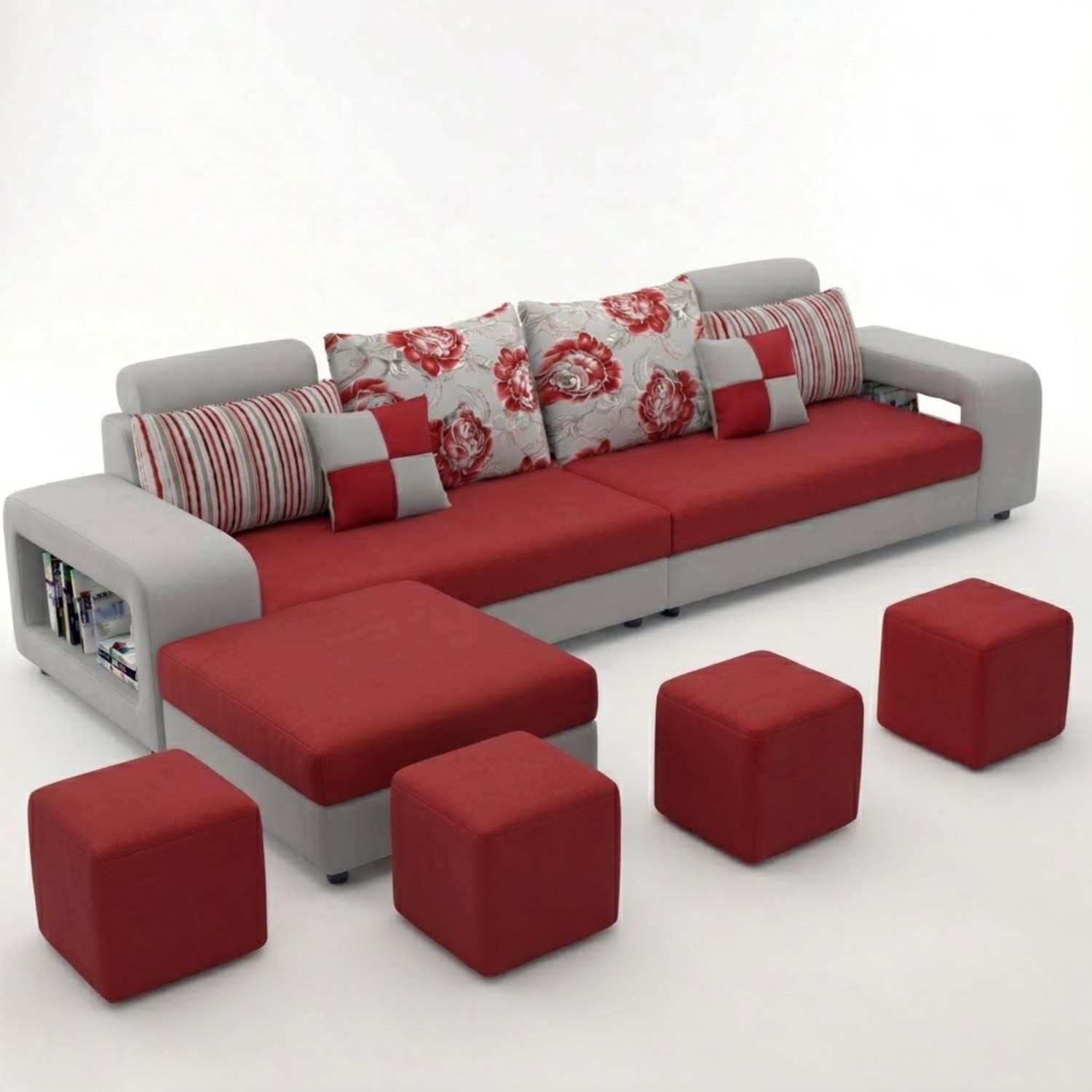 Image of WAKESURE Premium Quality Velvet Fabric 5 Seater Sofa