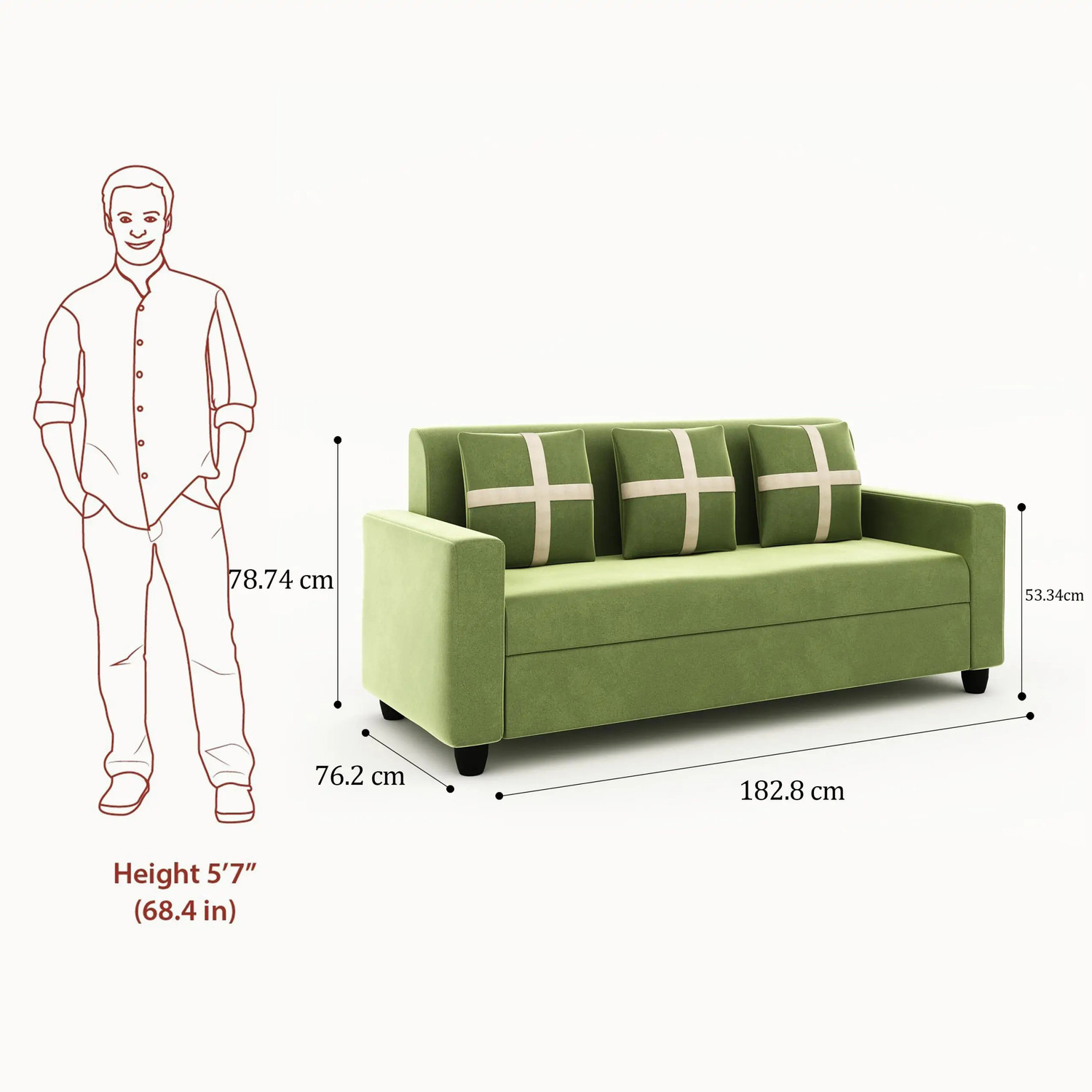 Image of LIVEWELL Premium Quality Velvet Fabric 3 + 1 + 1 Sofa Set