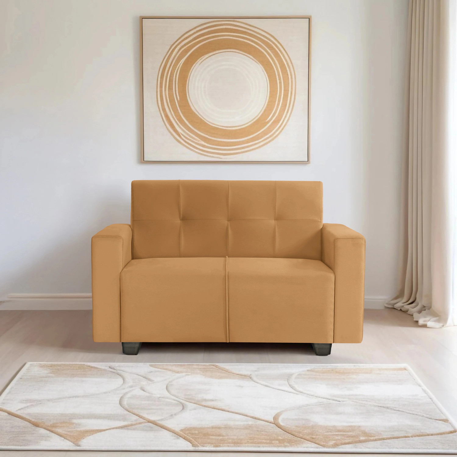 Image of Seventh Heaven London 2 Seater Sofa, Extra Spacious, Plush Suede Fabric 2 Seater Sofa