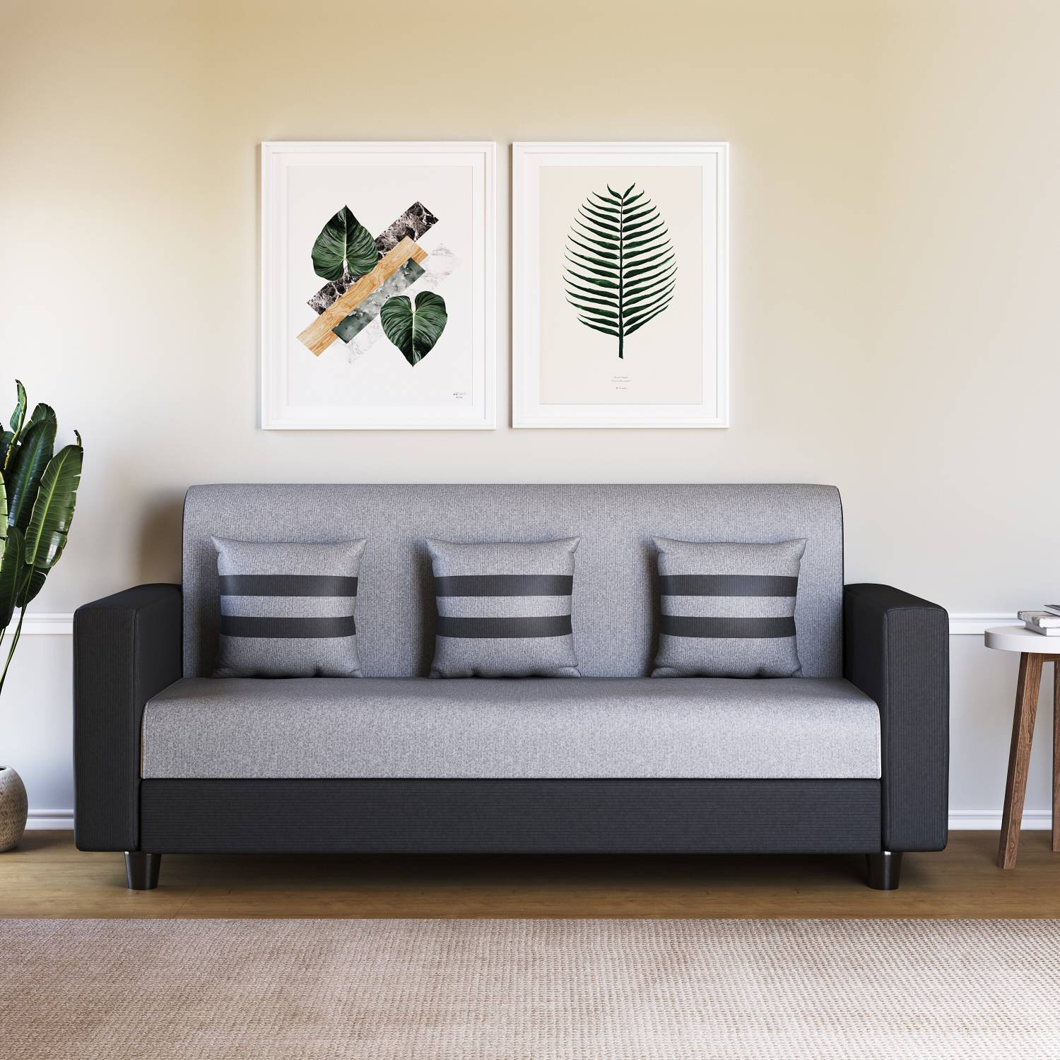 WESTIDO Steel Side Fabric 3 Seater  Sofa