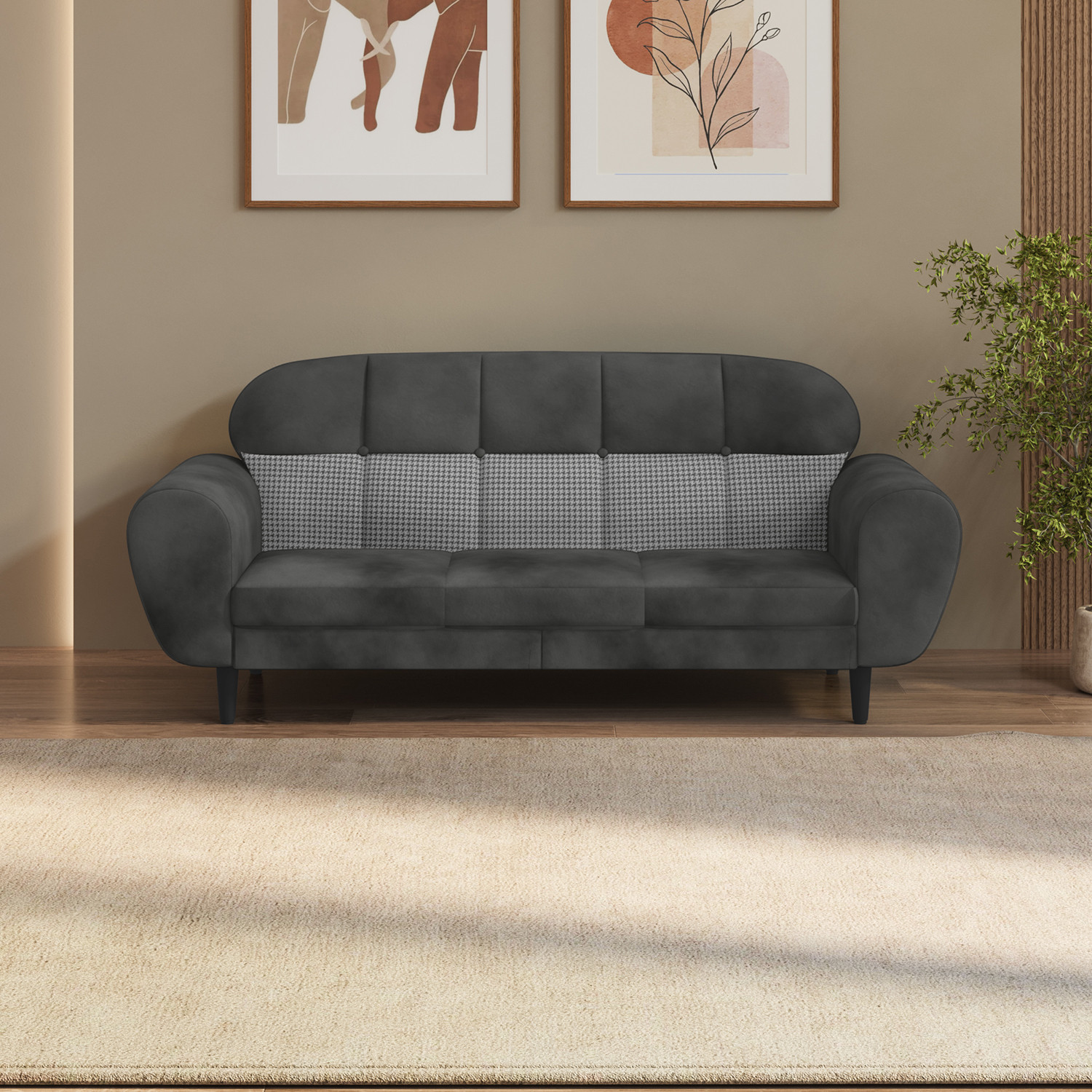 Image of Interio by Godrej BobbinV2 Fabric 3 Seater Sofa
