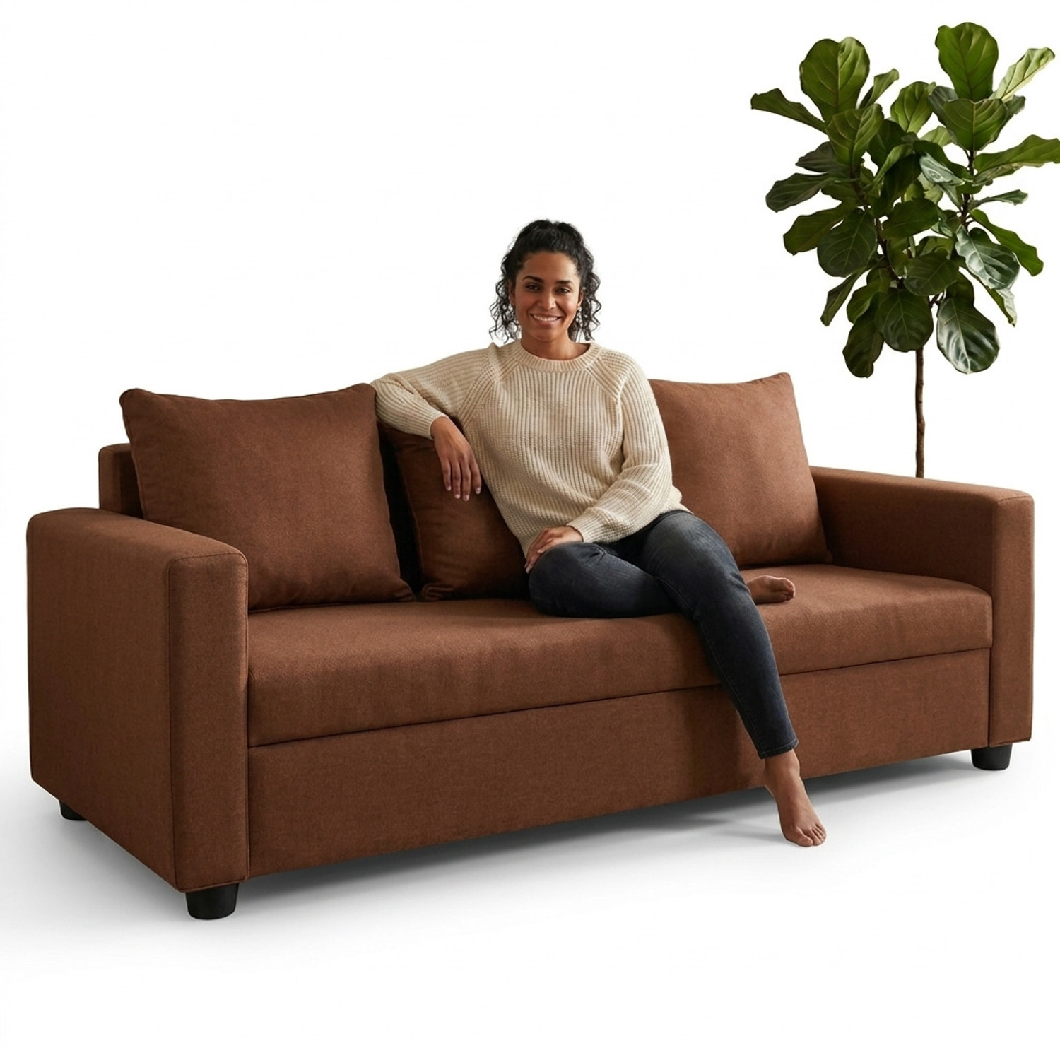 Image of Flipkart Perfect Homes Seetar Fabric 3 Seater Sofa