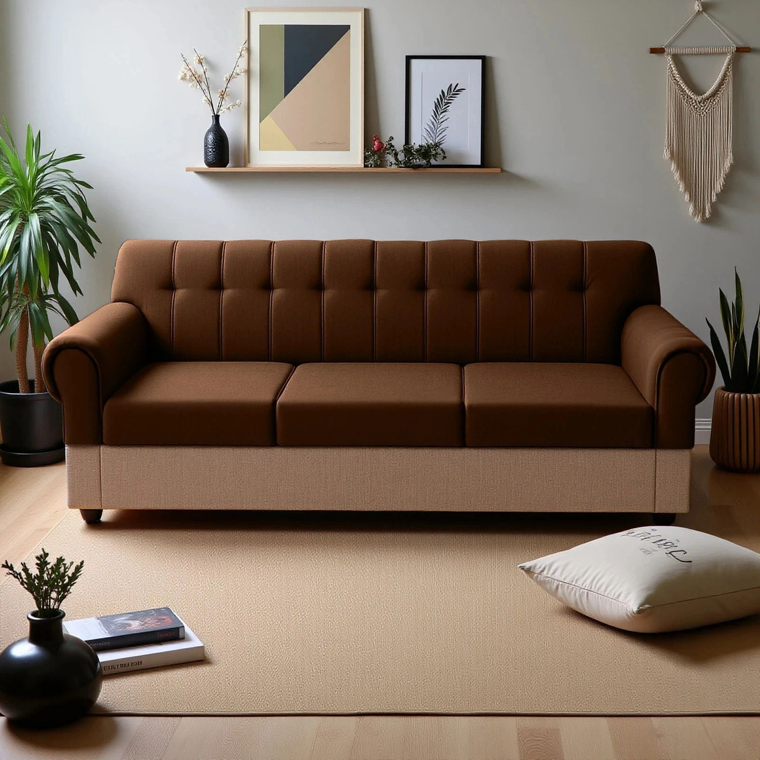 Image of Flipkart Perfect Homes Rapid Quality l Living room Sofa l Jute Fabric 3 Seater Sofa