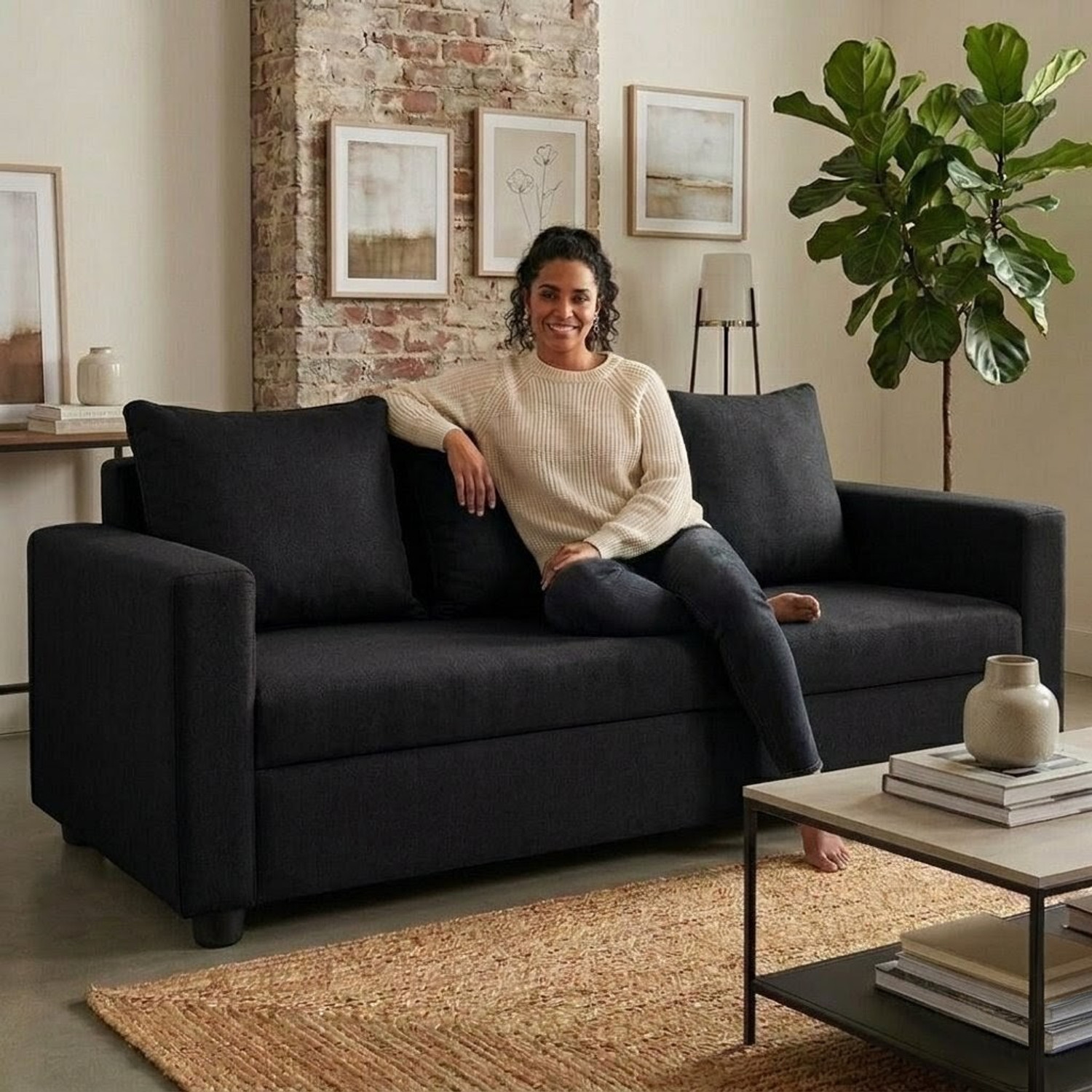 Image of Flipkart Perfect Homes Seetar Fabric 3 Seater Sofa