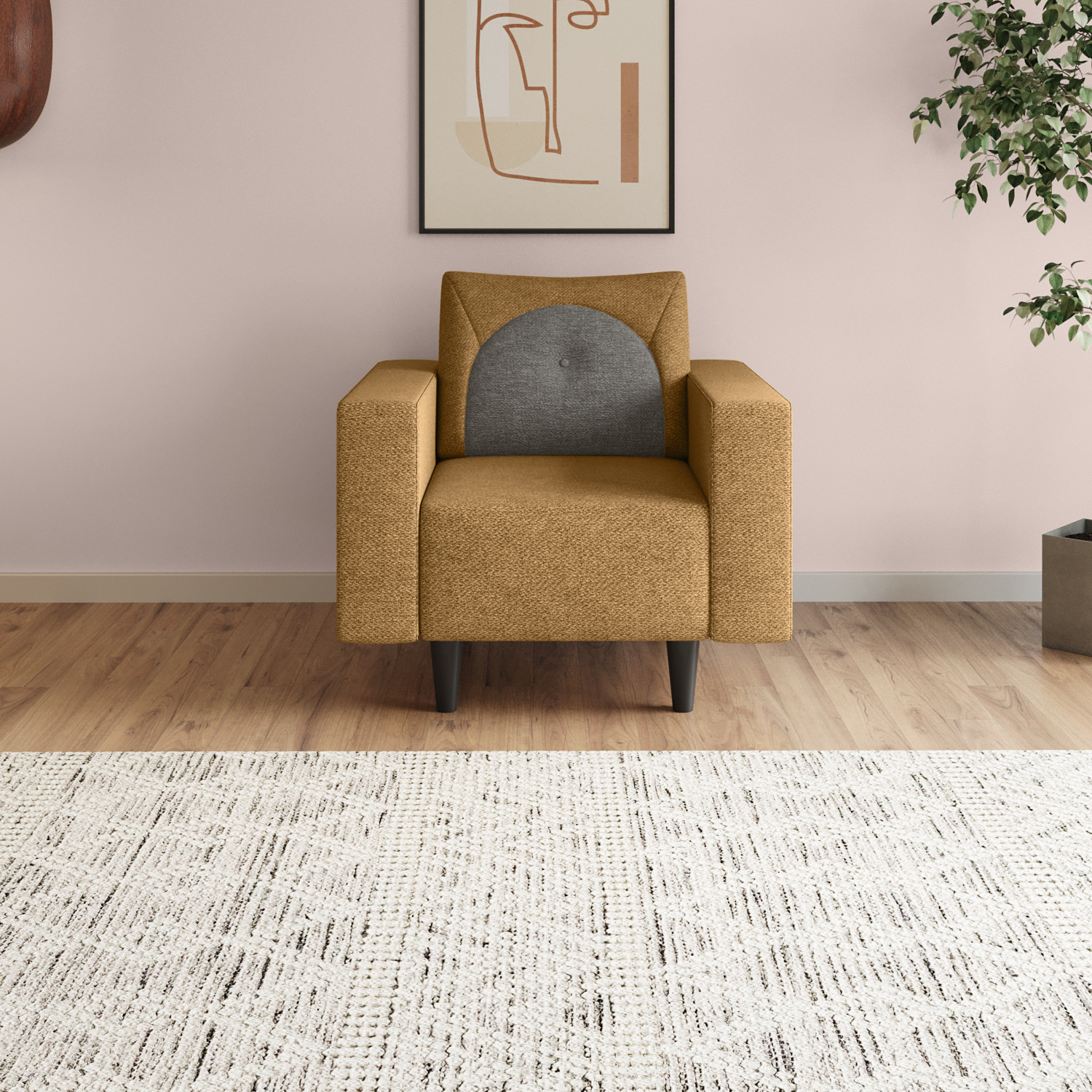 Image of Interio by Godrej Cresco Fabric 1 Seater Sofa