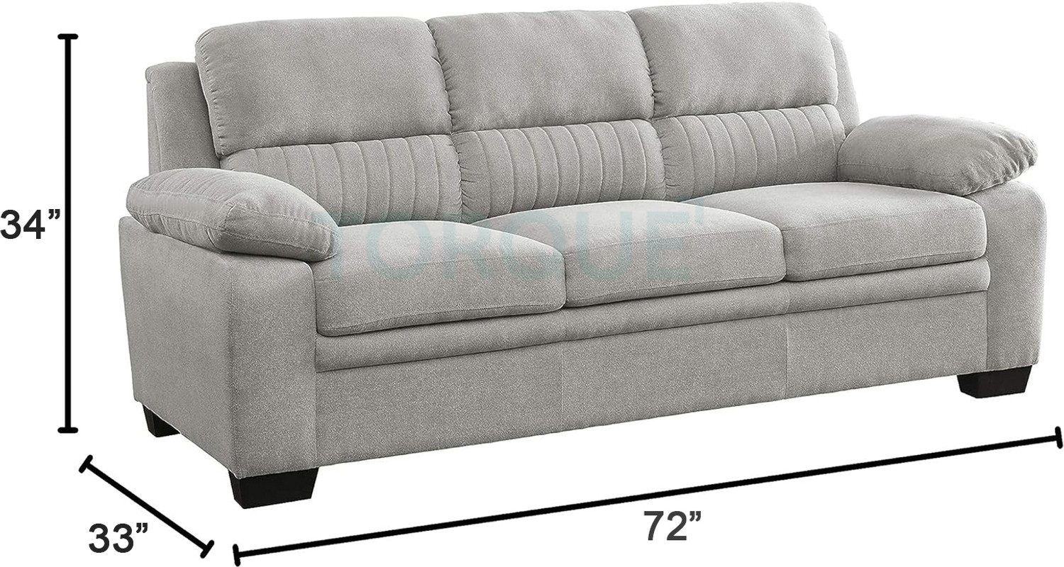 Image of Torque Jett 3 Seater Fabric Sofa For Living Room (Light Grey) Fabric 3 Seater Sofa