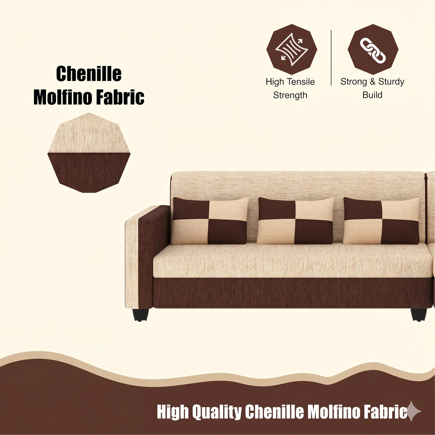 Image of gnanitha Haniry L-Shaped Sofa Set Left Facing ll For Living Room Comfortable Fabric 6 Seater Sofa