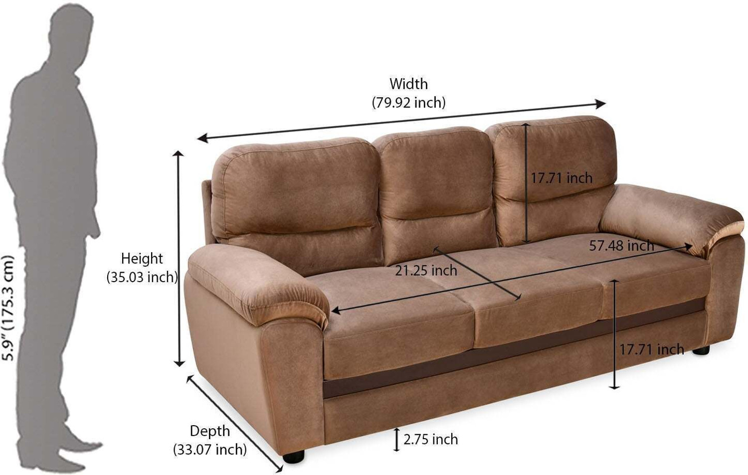 Image of Nilkamal Rebecca Solid Wood 3 Seater Sofa