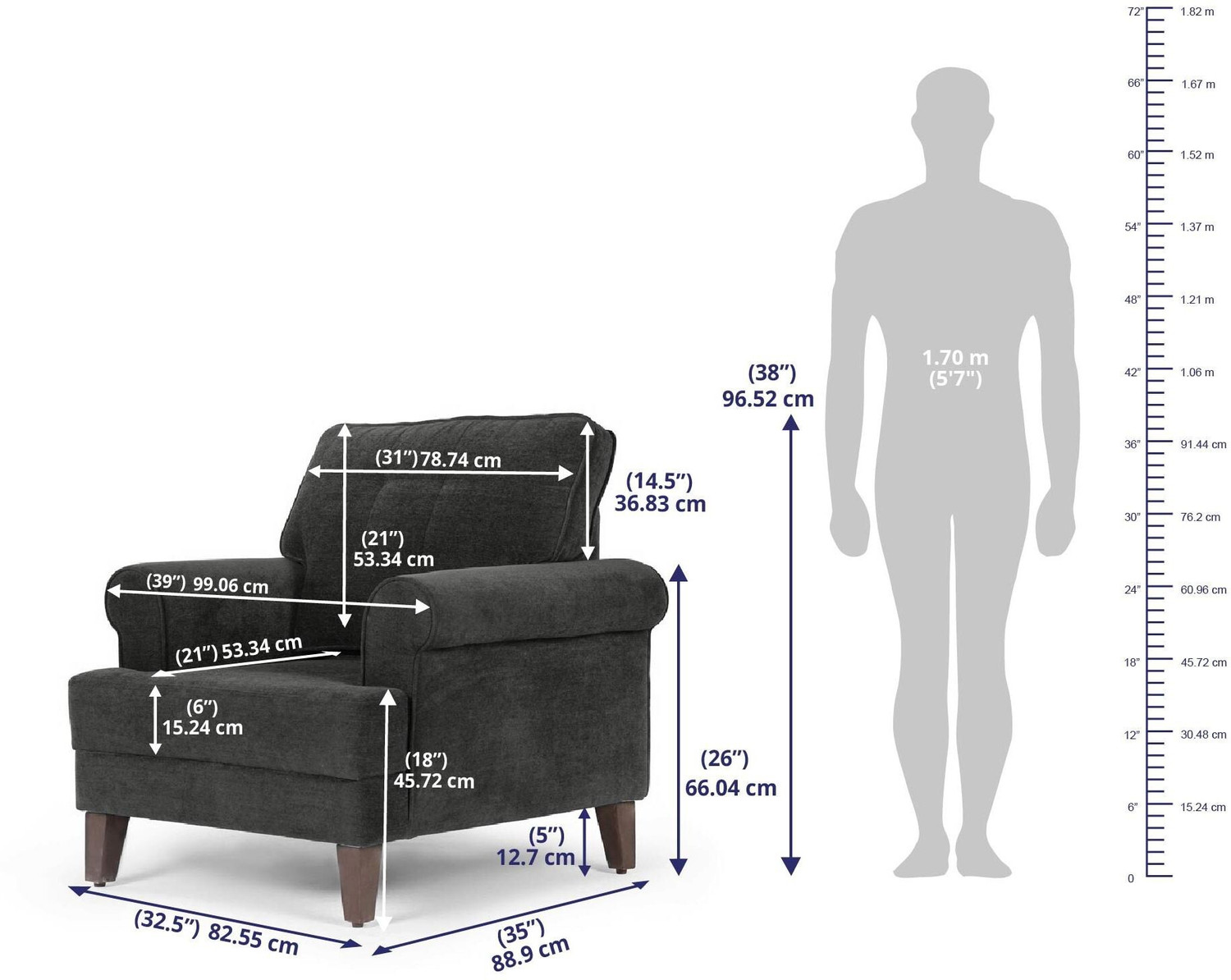 Image of Wakefit Dreamer Fabric 1 Seater Sofa
