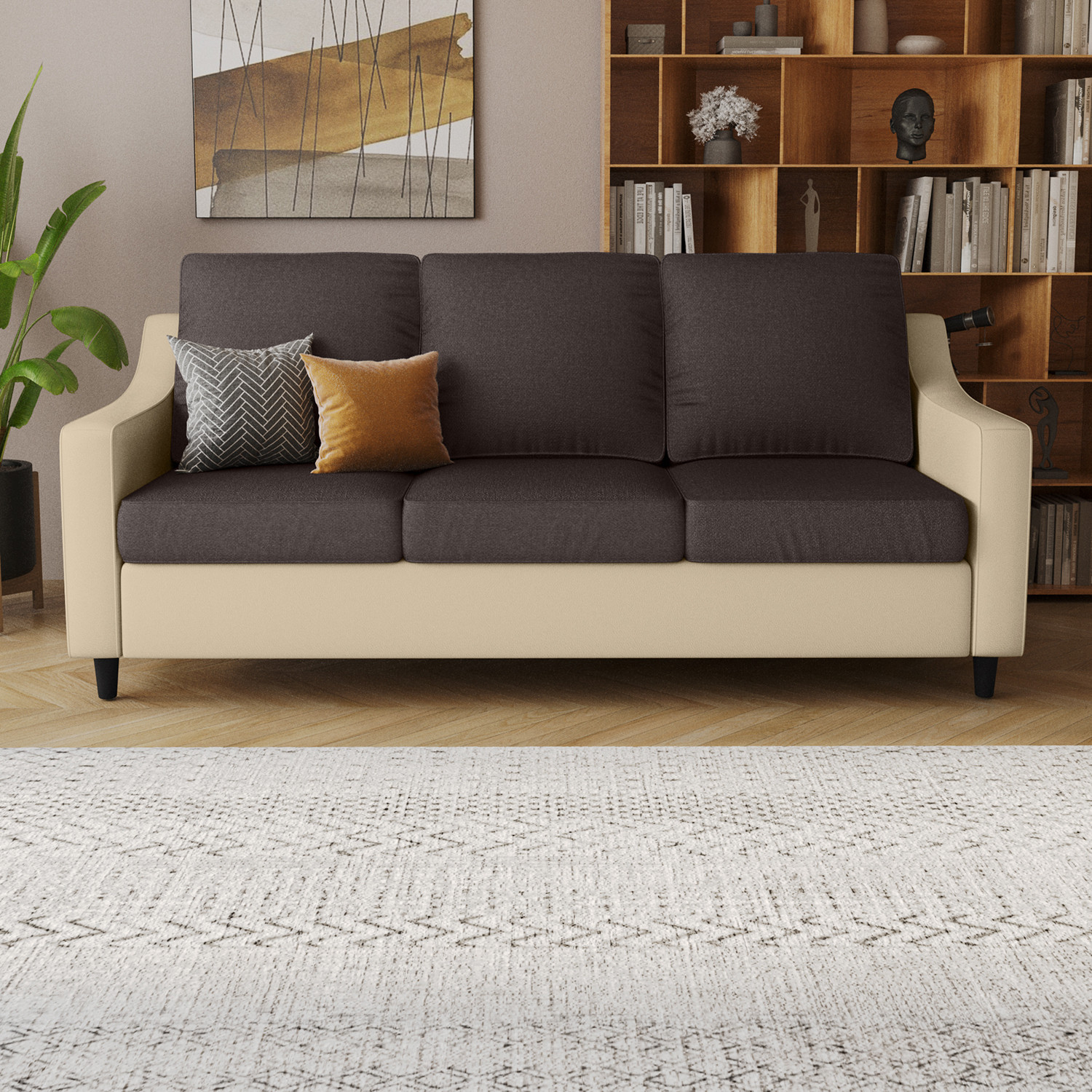 Image of Interio by Godrej Glee Leatherette 3 Seater Sofa