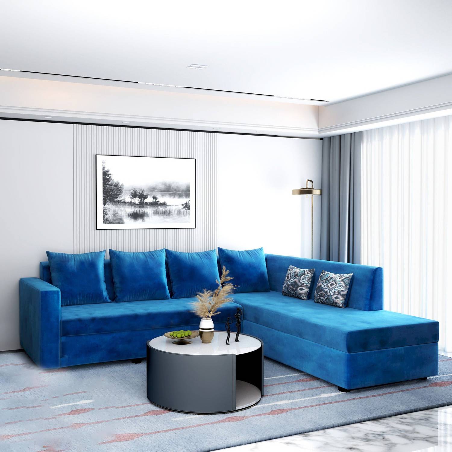 Flipkart Perfect Homes Martina Fabric 6 Seater Sofa Price in India