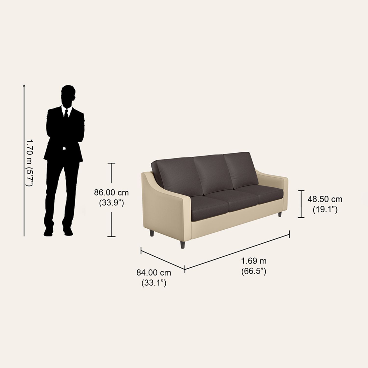 Image of Interio by Godrej Glee Leatherette 3 Seater Sofa