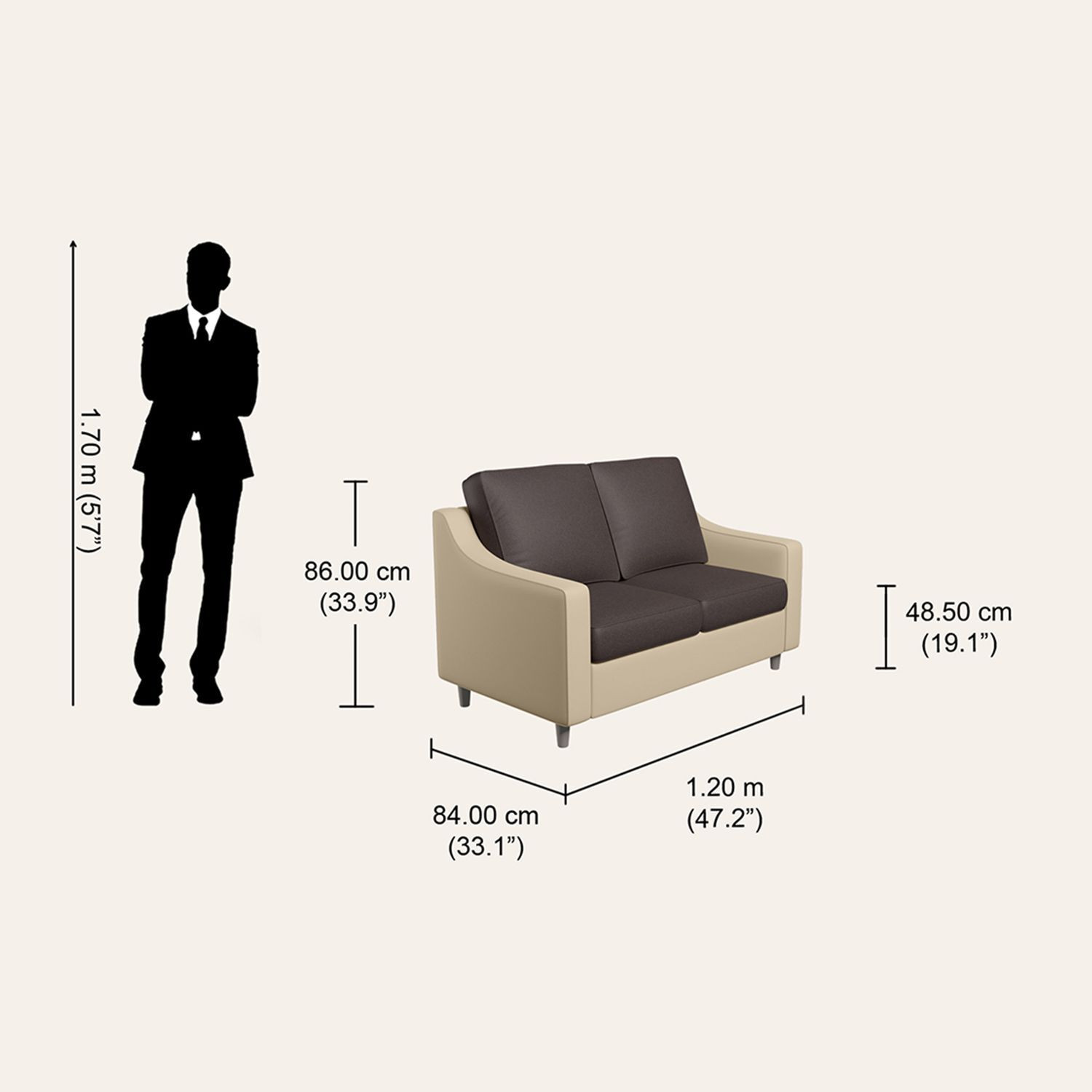 Image of Interio by Godrej Glee Leatherette 2 Seater Sofa