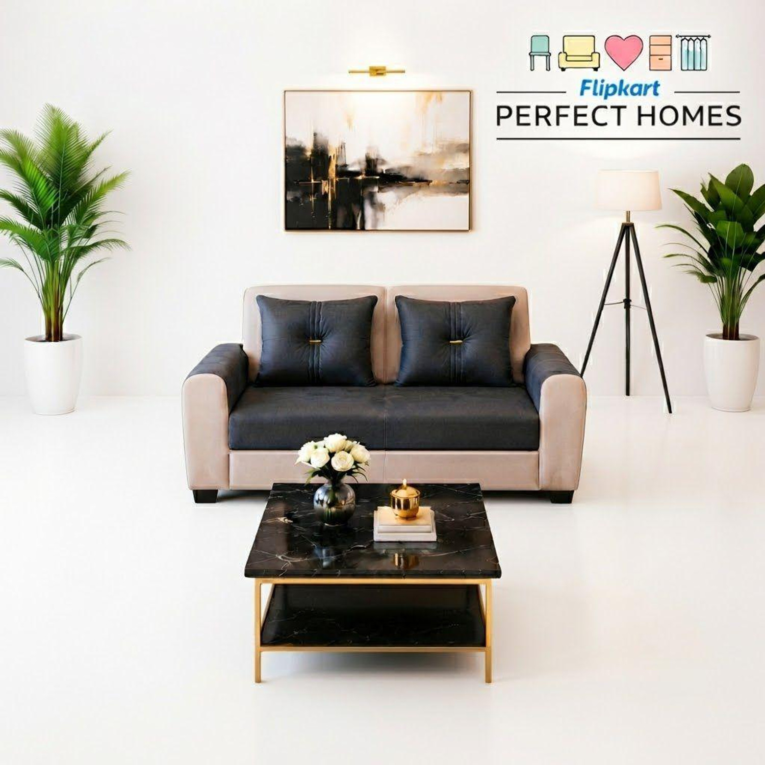 Image of Flipkart Perfect Homes Aroha Premium Fabric 3 + 2 Sofa Set