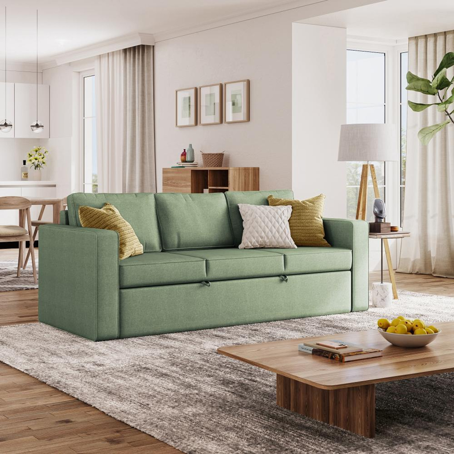 Image of Wakefit Napper Fabric 3 Seater Sofa