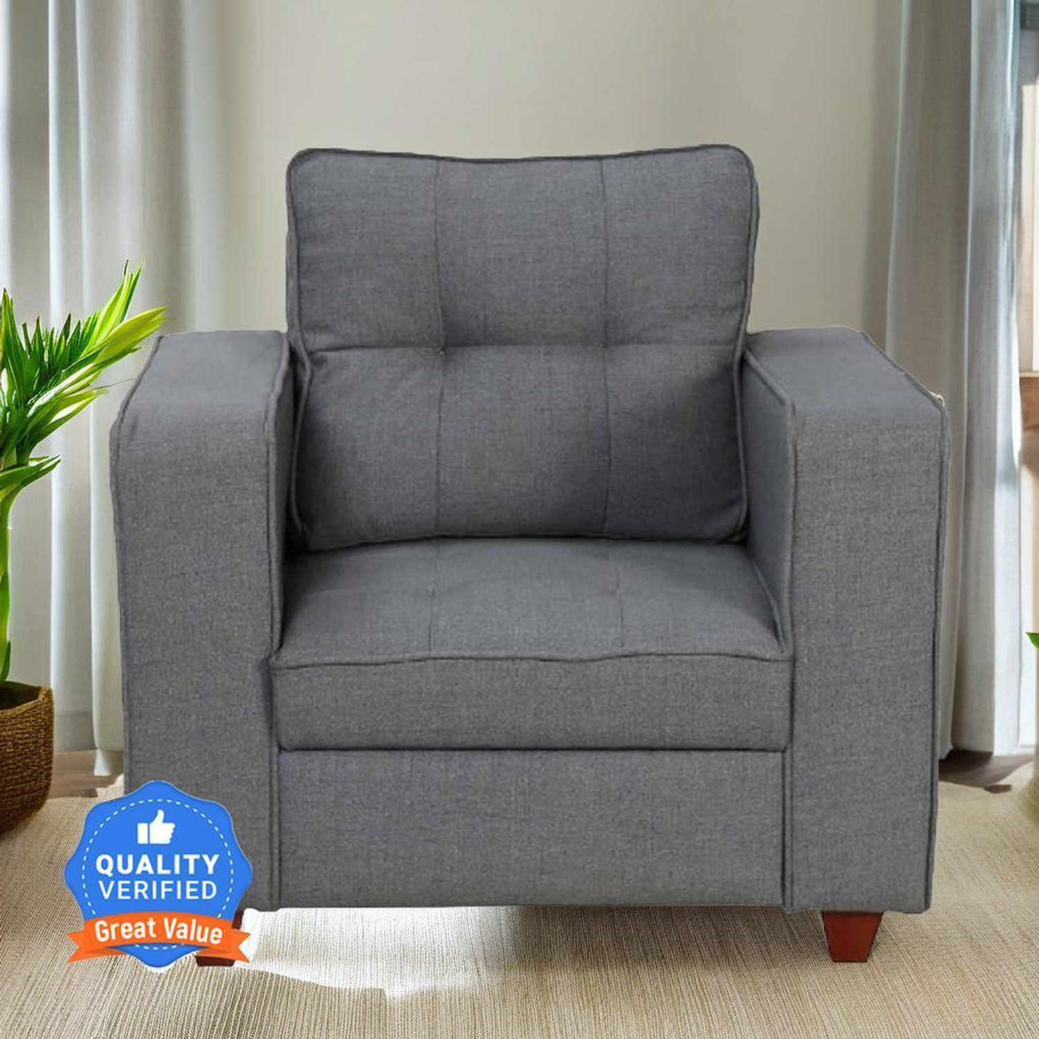 Image of Flipkart Perfect Homes Kaiyo Fabric 1 Seater Sofa