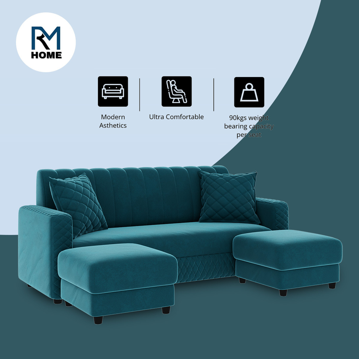 Image of RM HOME Oliver Fabric 5 Seater Sofa