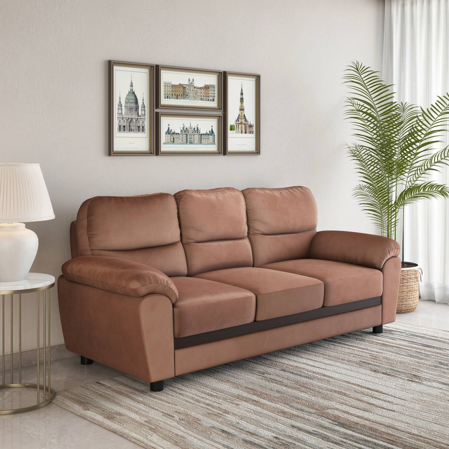 Image of Nilkamal Rebecca Solid Wood 3 Seater Sofa