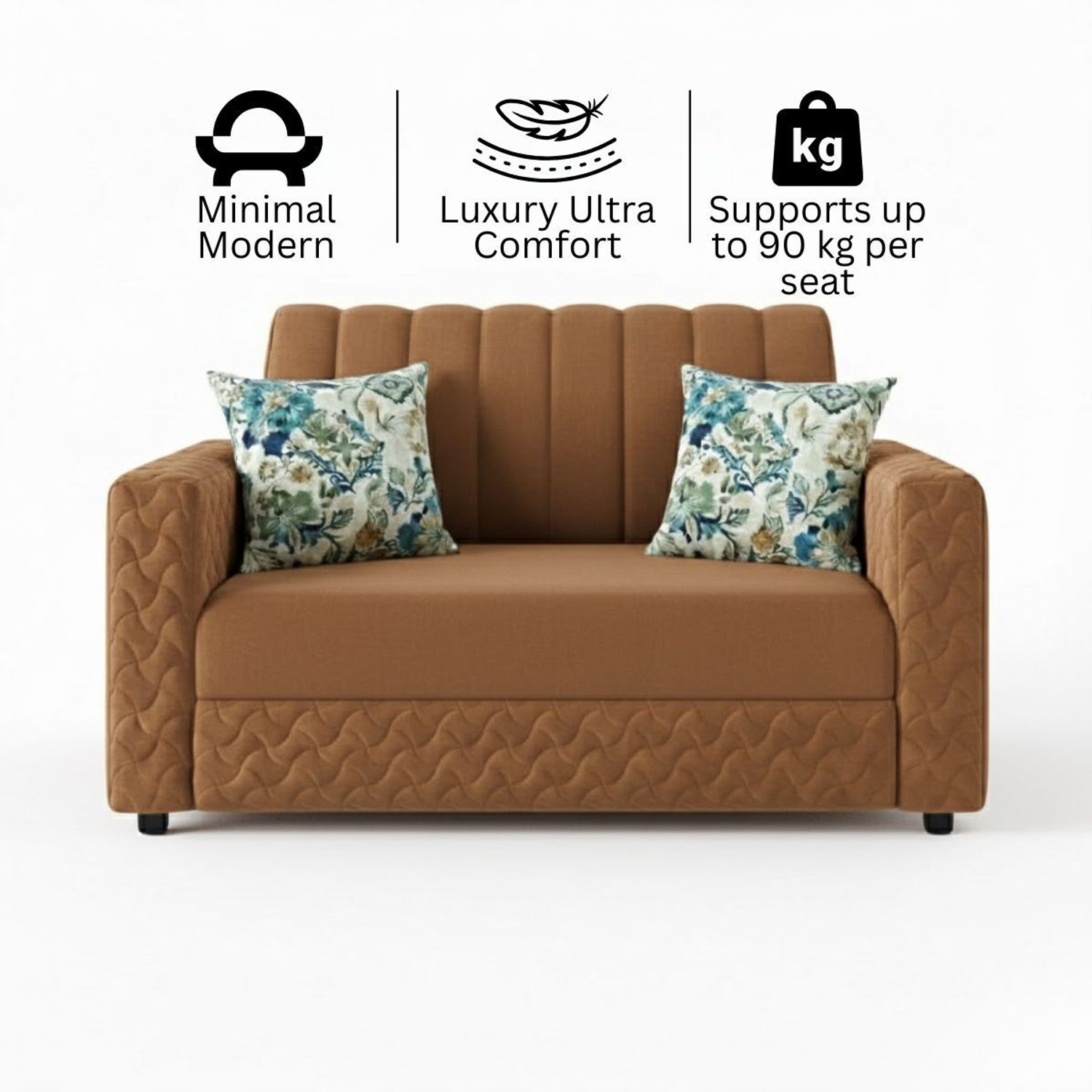 Image of WAKESURE Premium Quality Velvet Fabric 2 Seater Sofa