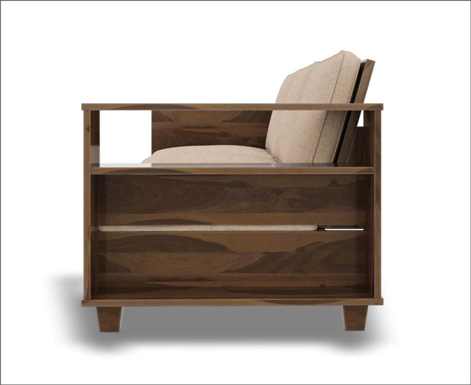 Image of WC White Cedar soild wood 3 Seater Sofa (Finish Color - brown cream) Solid Wood 3 Seater Sofa