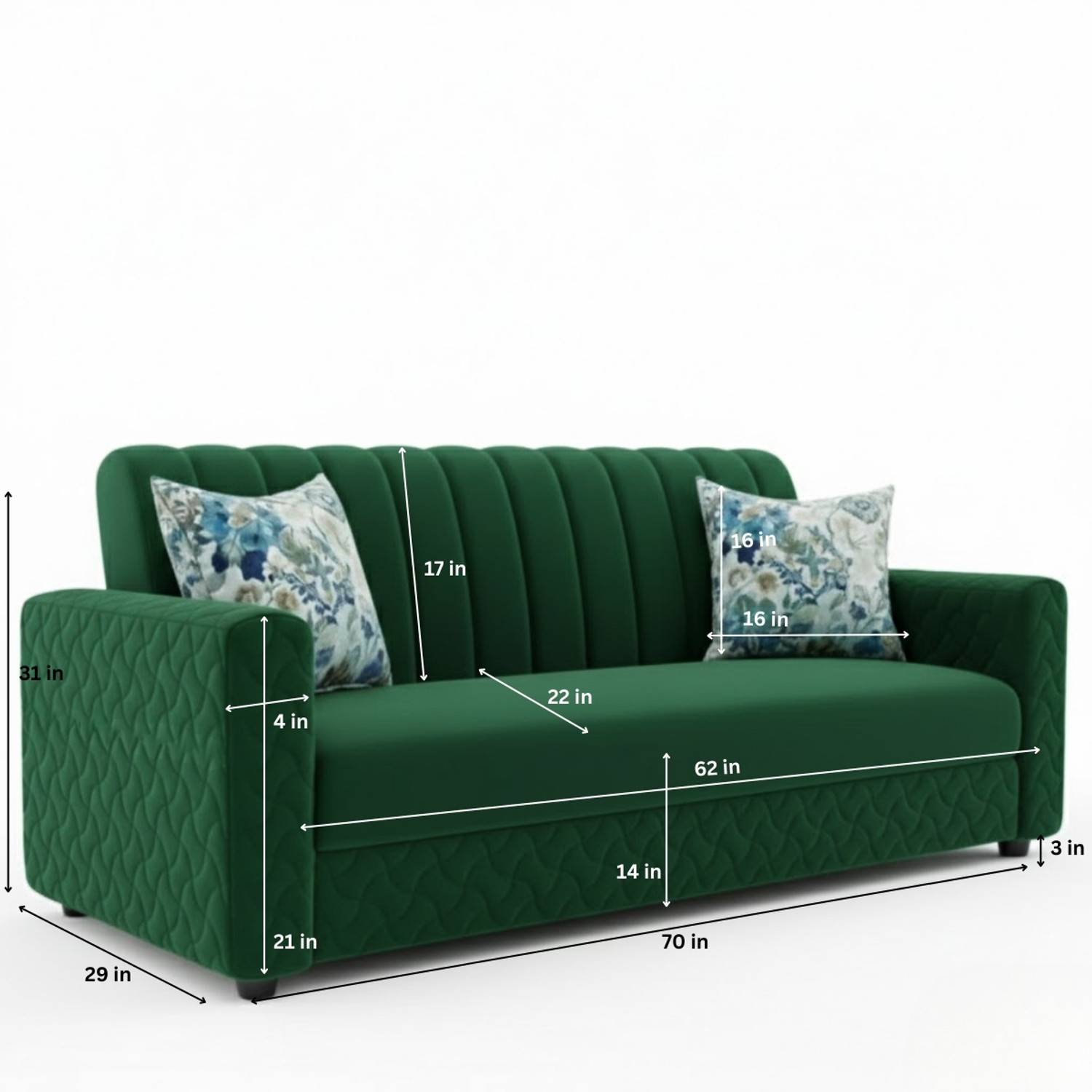 Image of WAKESURE Fabric 3 Seater Sofa