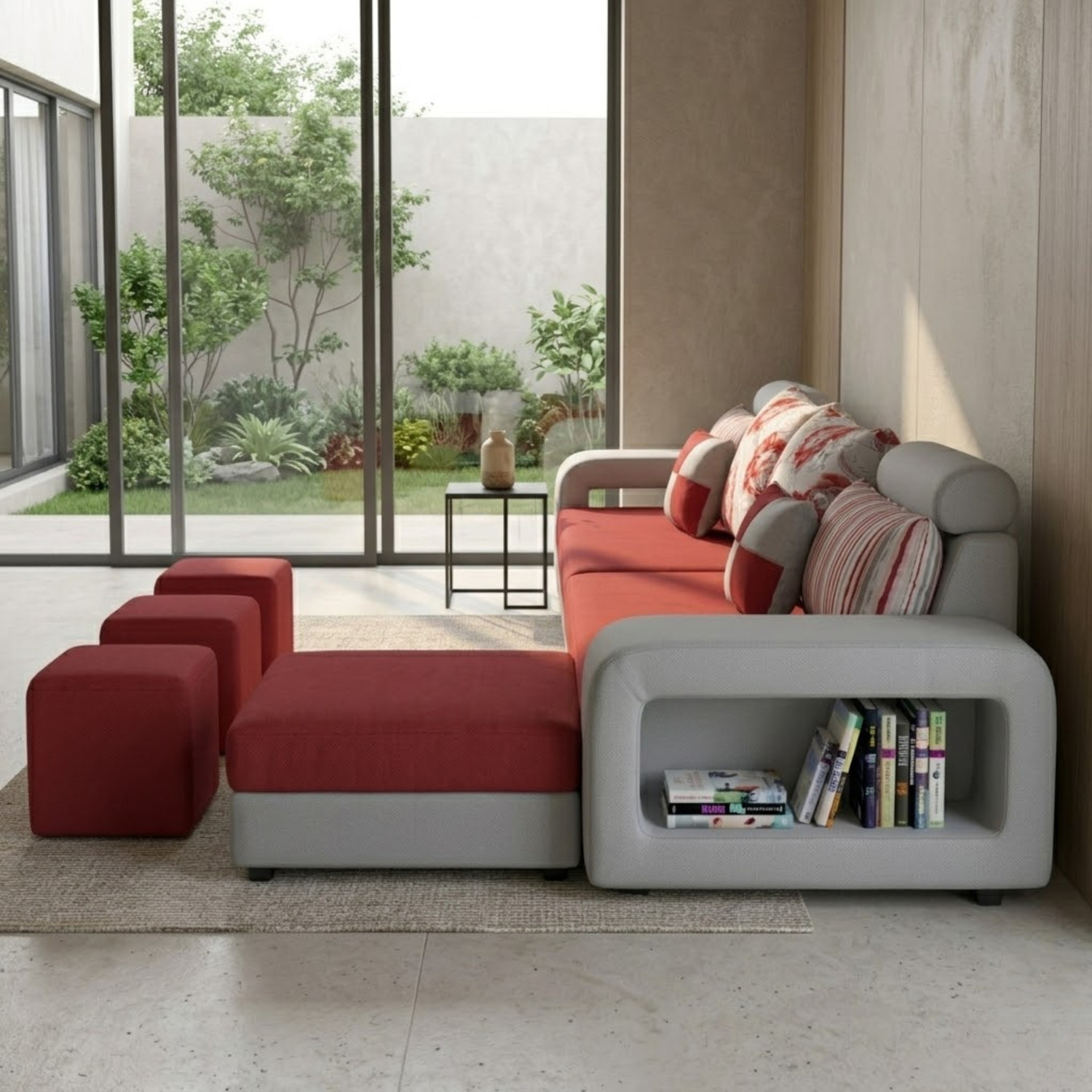 Image of WAKESURE Premium Quality Velvet Fabric 5 Seater Sofa