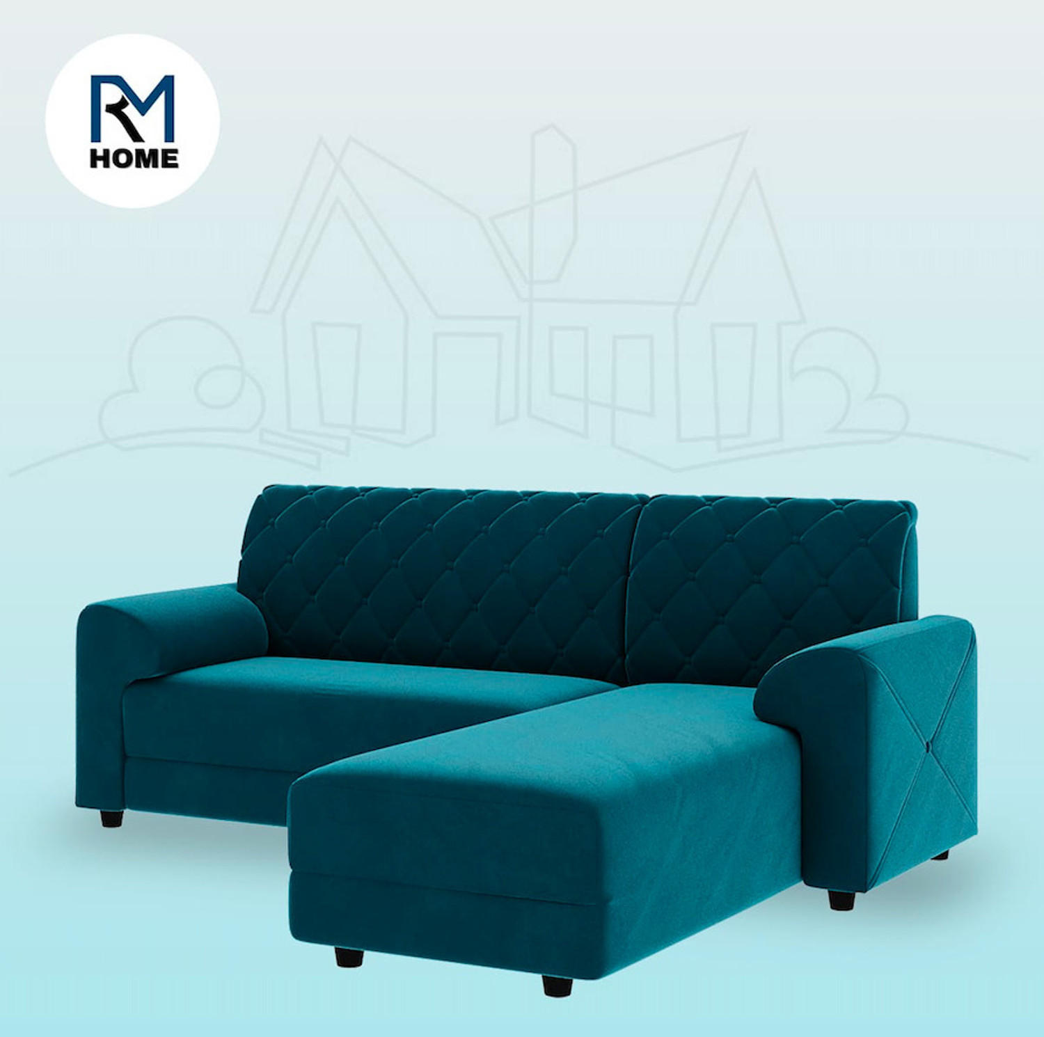 Image of RM HOME Murphy RHS Fabric 5 Seater Sofa