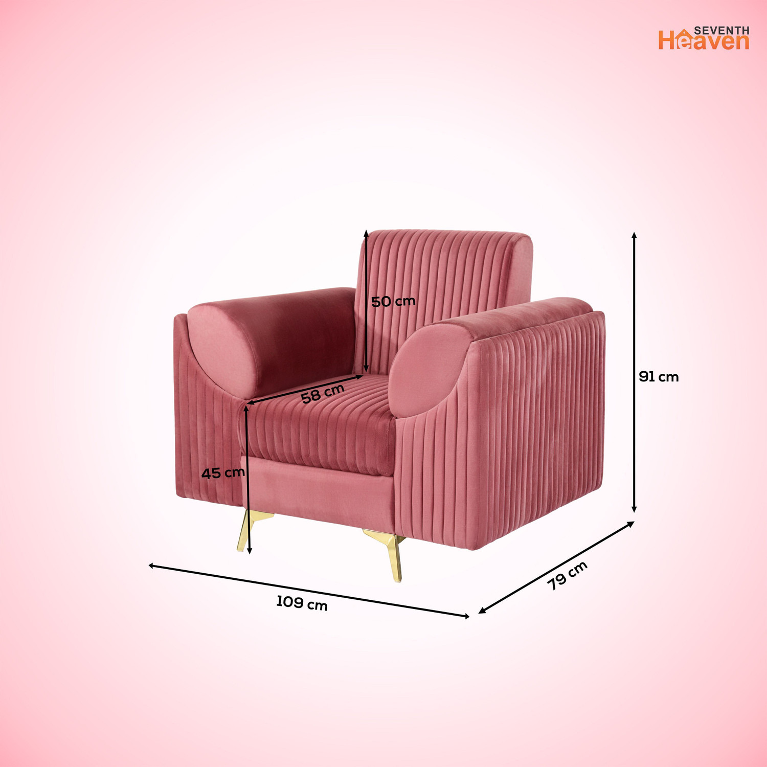 Image of Seventh Heaven Venice 1 Seater Sofa, Extra Spacious, Plush Suede Fabric: 2 Year Warranty Fabric 1 Seater Sofa