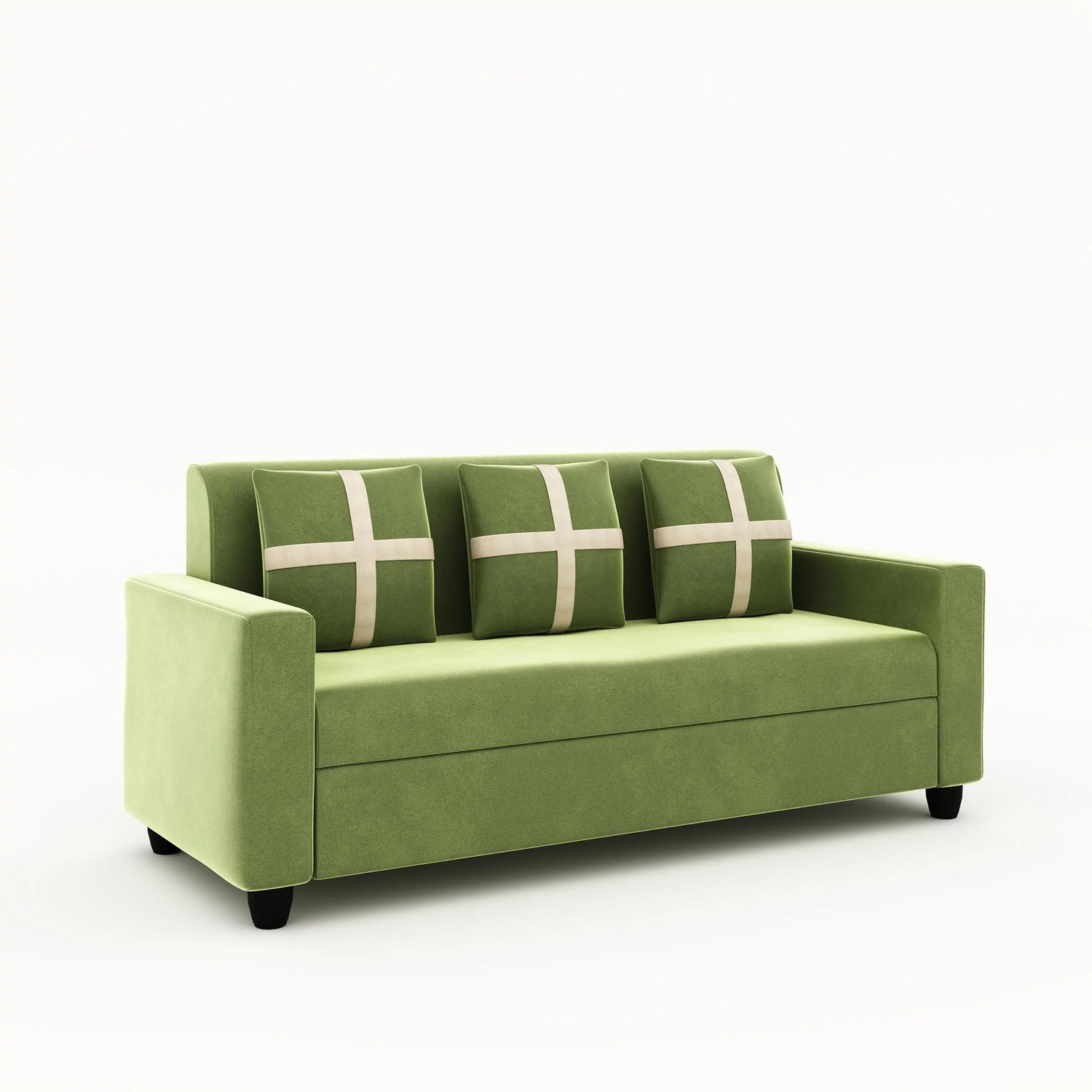 Image of LIVEWELL Premium Quality Velvet Fabric 3 + 1 + 1 Sofa Set