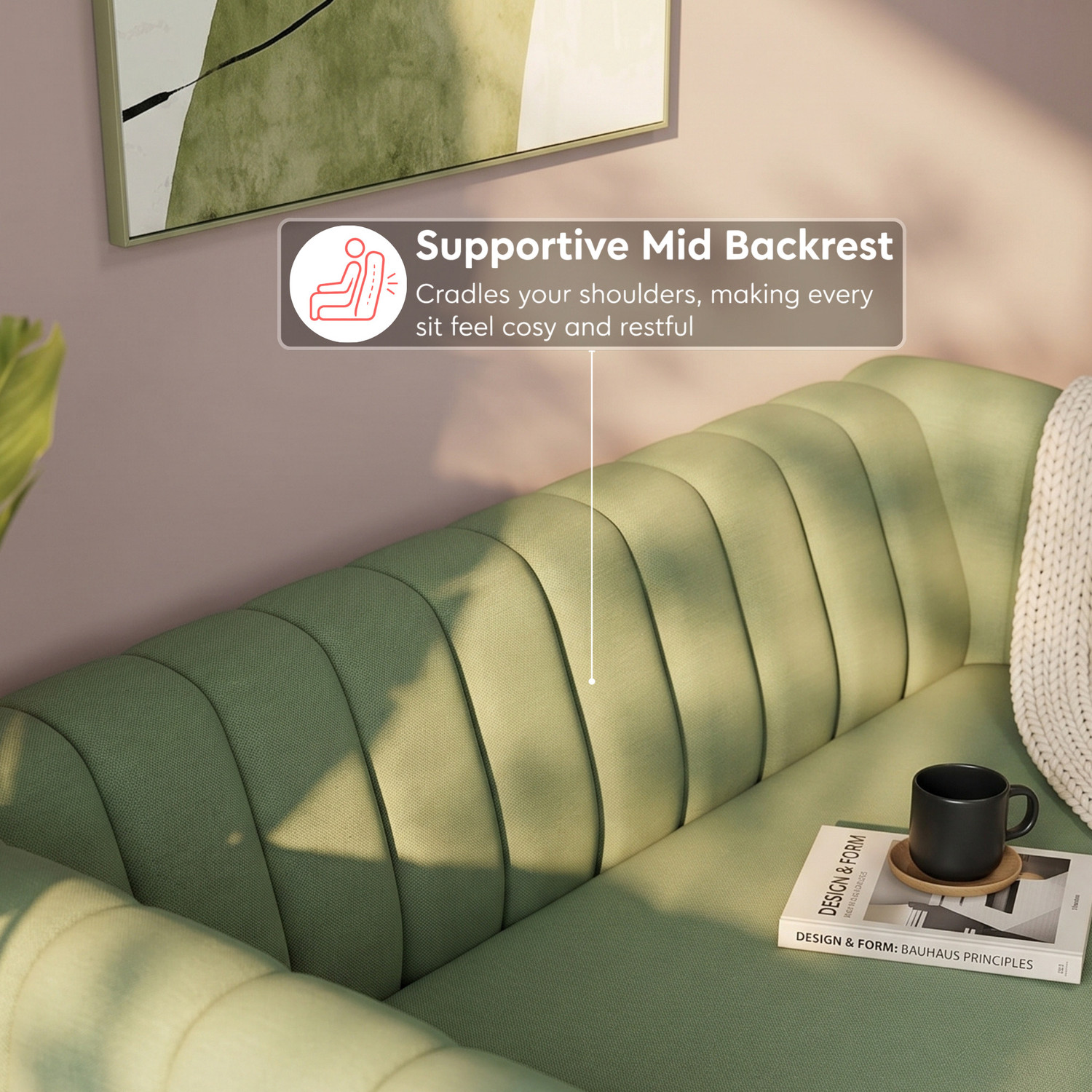 Image of Interio by Godrej Paramount L-Shaped Premium Quality Fabric 3 Seater Sofa