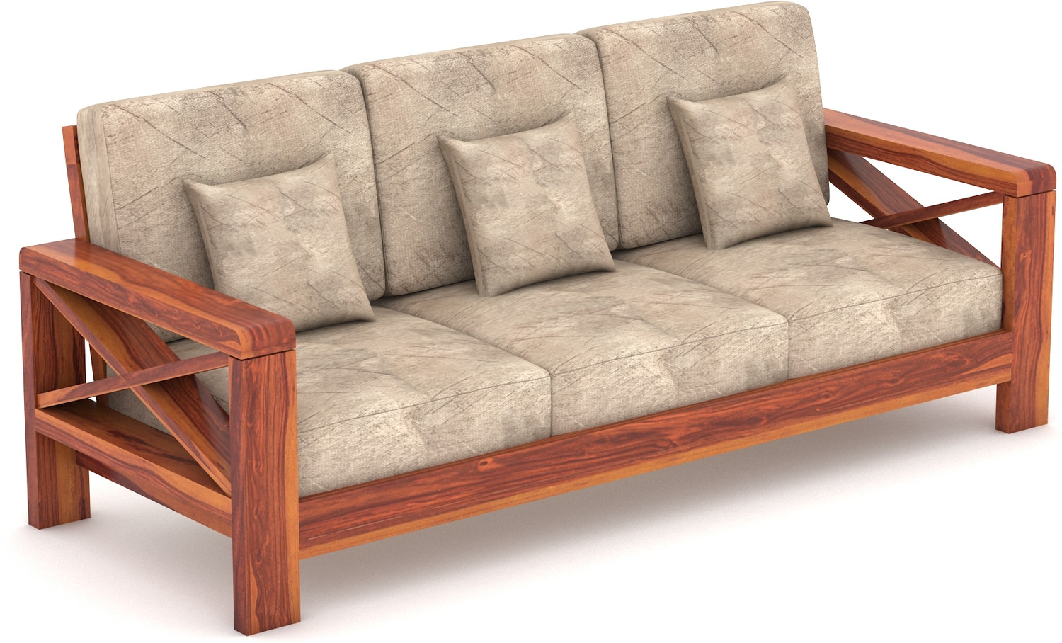Image of NATRAJ ART & CRAFT Sheesham Solid Wood 3 Seater Sofa for Living Room Home & Office | Sofa Set Fabric 3 Seater Sofa (Finish Color - Honey, DIY(Do-It-Yourself))