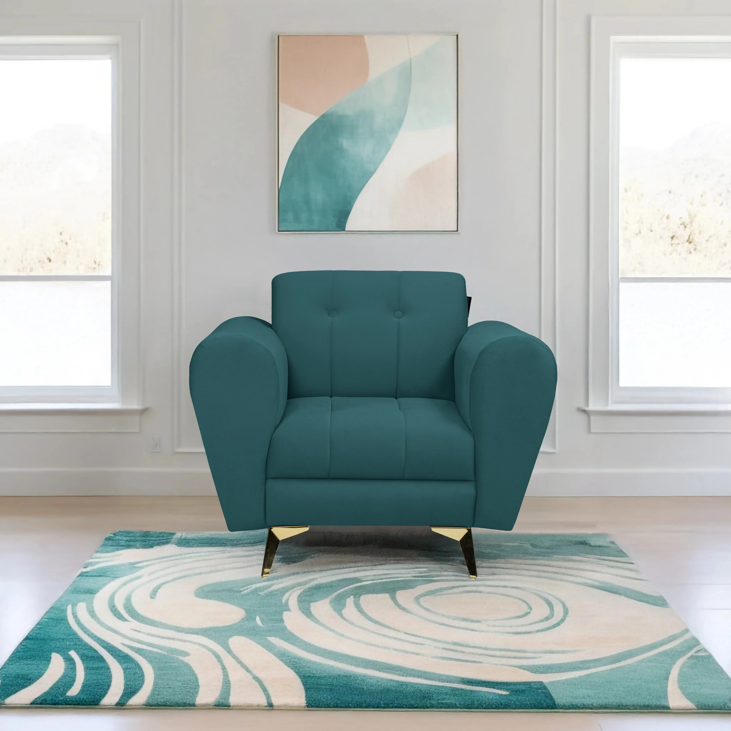 Image of Seventh Heaven Milan Icon 1 Seater Sofa, Extra Spacious, Plush Suede Fabric 1 Seater Sofa
