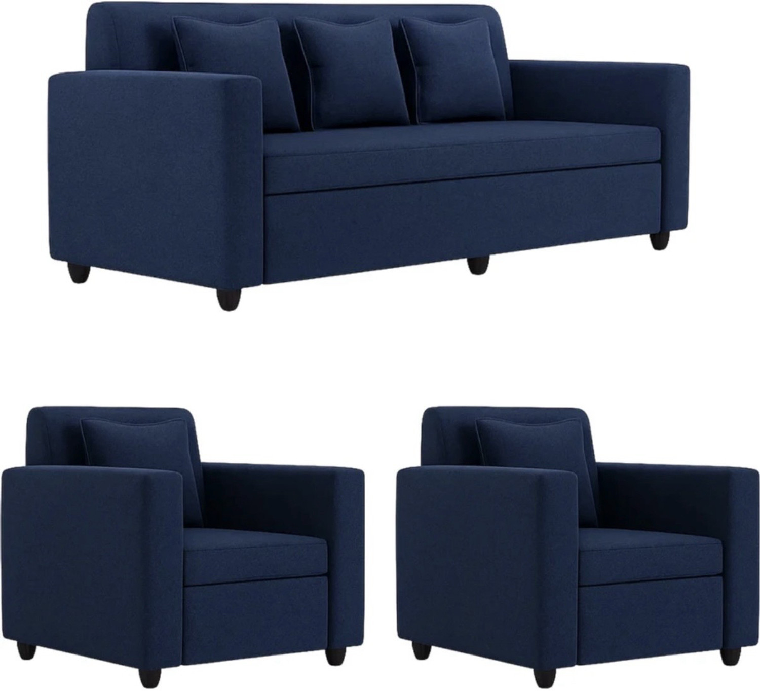Image of thelazyloft POLO Dark Blue Fabric 5 Seater Sofa