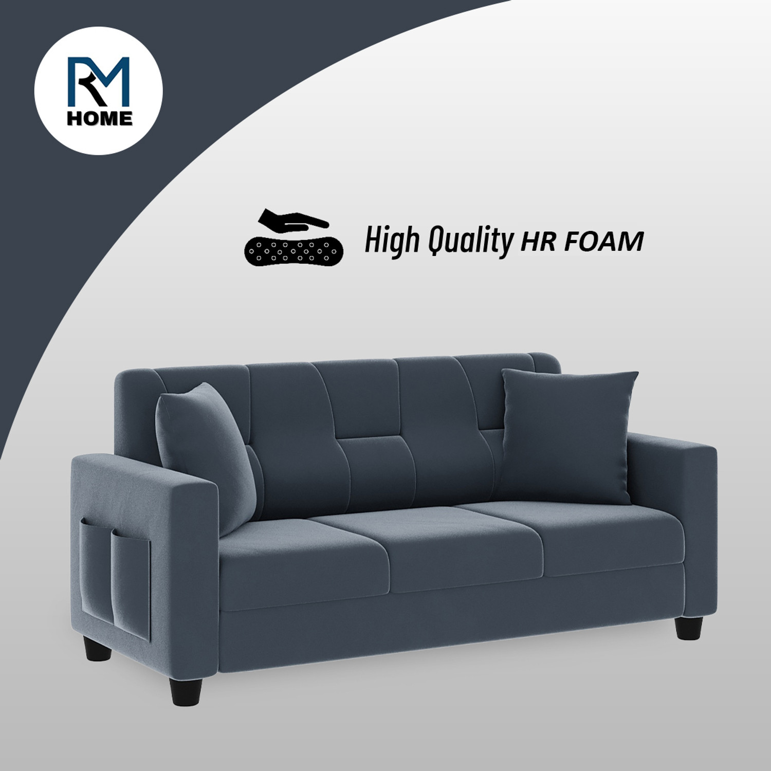 Image of RM HOME Roman Fabric 3 Seater Sofa